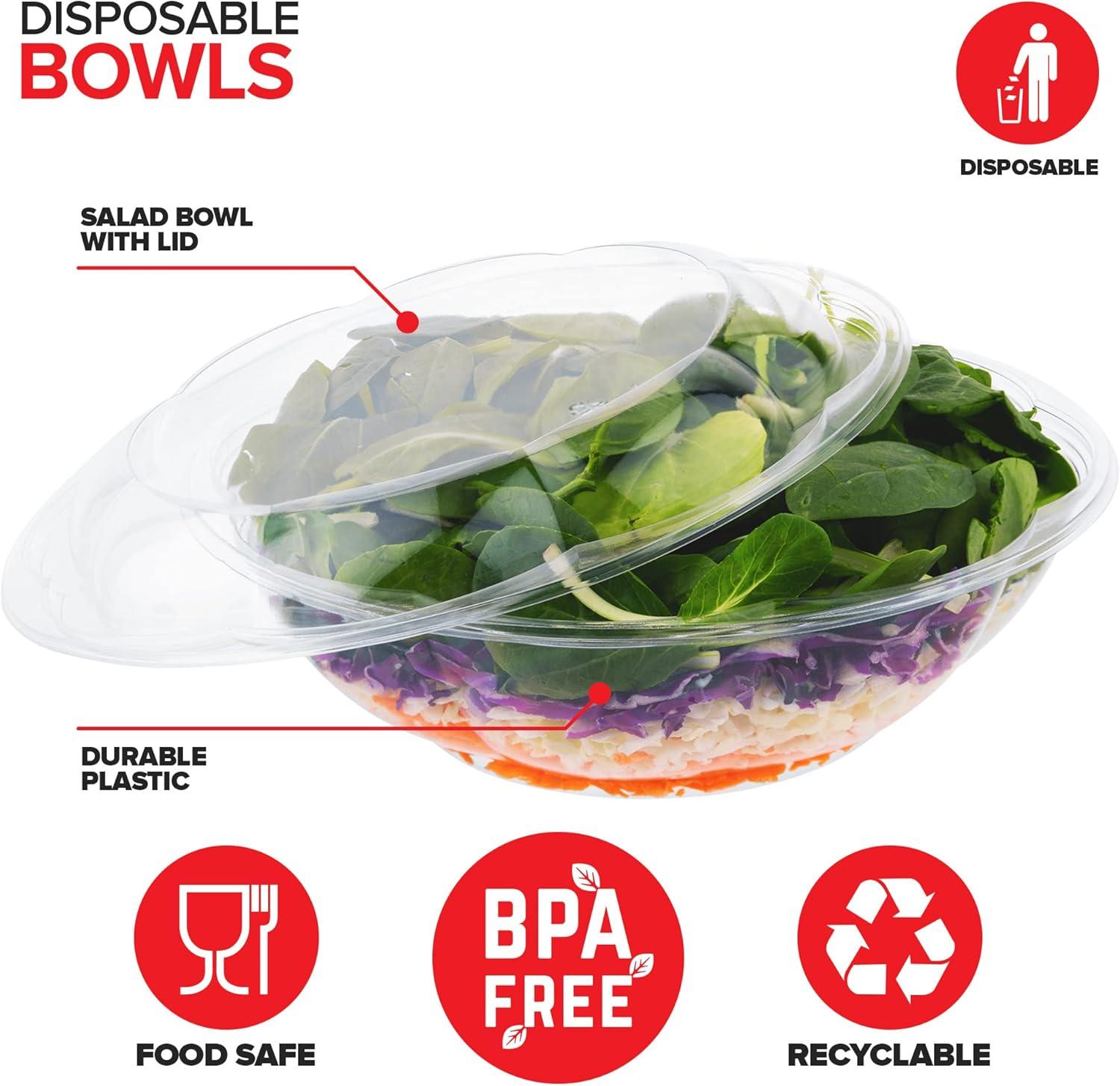 imageStock Your Home 24oz Clear Plastic Salad Bowls with Lids Disposable 50 Pack Small Takeout Container with Snap on Lid for Fruit Salads Quinoa Lunch and Meal Prep Acai Bowl ToGo Party Containers64 oz 10 Count