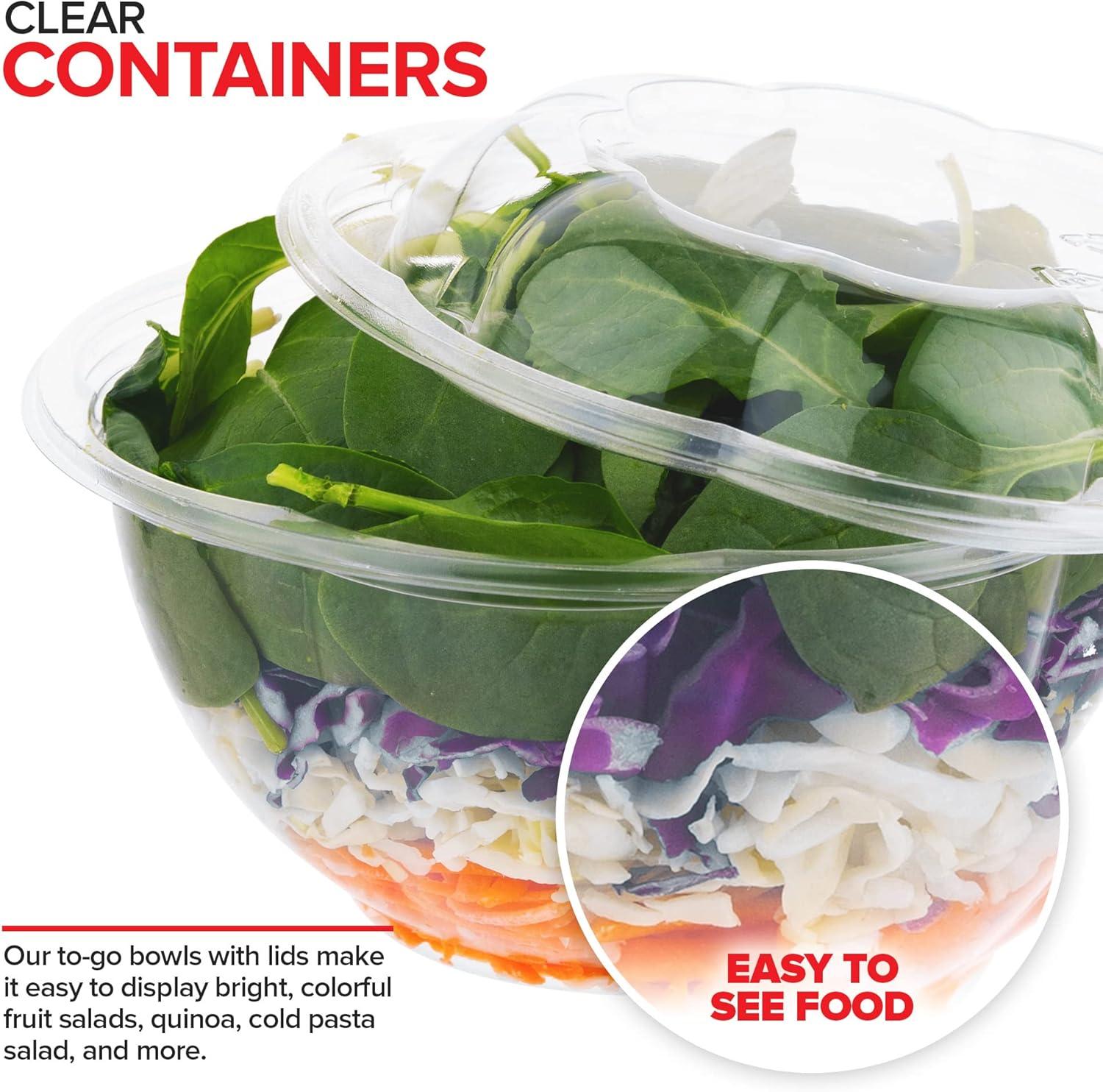 imageStock Your Home 24oz Clear Plastic Salad Bowls with Lids Disposable 50 Pack Small Takeout Container with Snap on Lid for Fruit Salads Quinoa Lunch and Meal Prep Acai Bowl ToGo Party Containers32 oz 50 Count