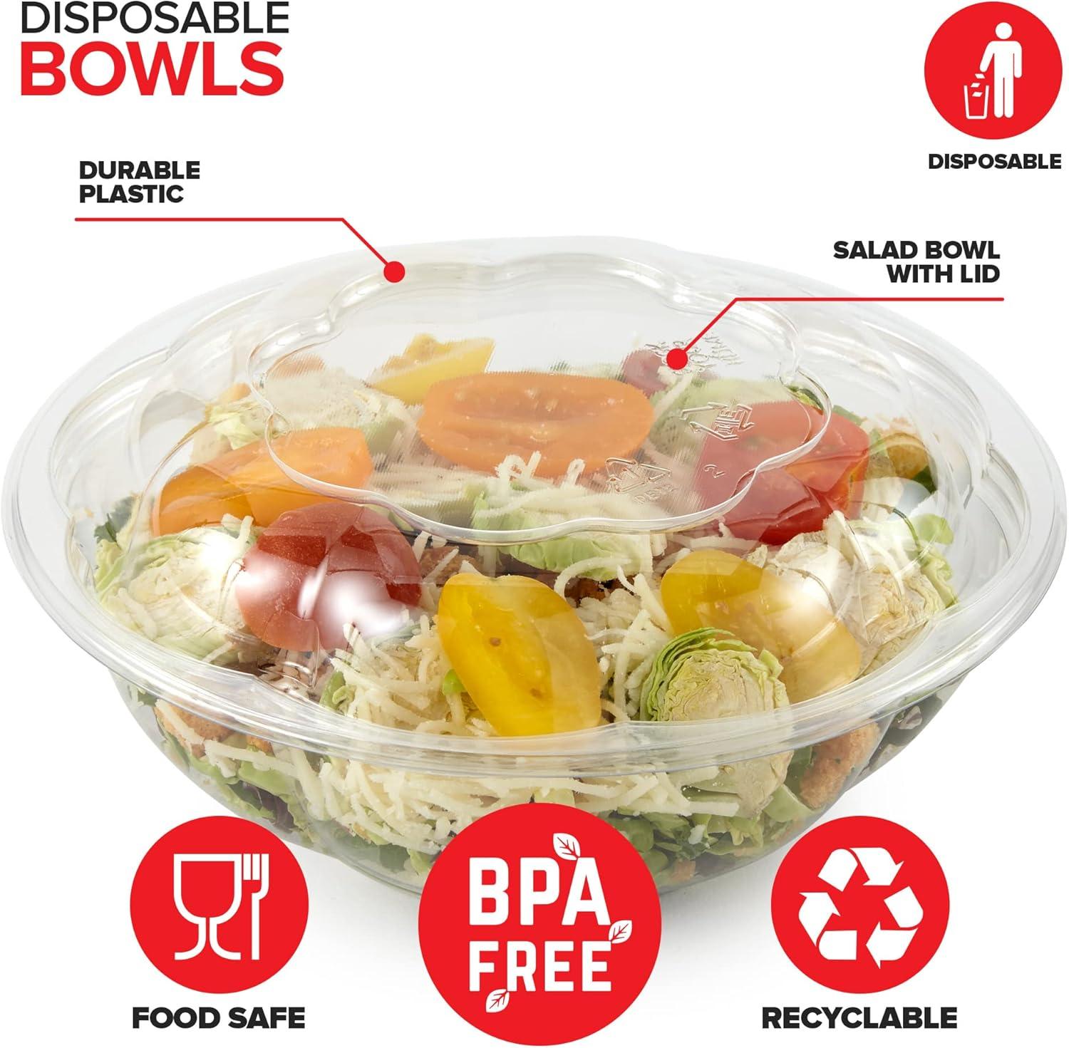 imageStock Your Home 24oz Clear Plastic Salad Bowls with Lids Disposable 50 Pack Small Takeout Container with Snap on Lid for Fruit Salads Quinoa Lunch and Meal Prep Acai Bowl ToGo Party Containers24oz