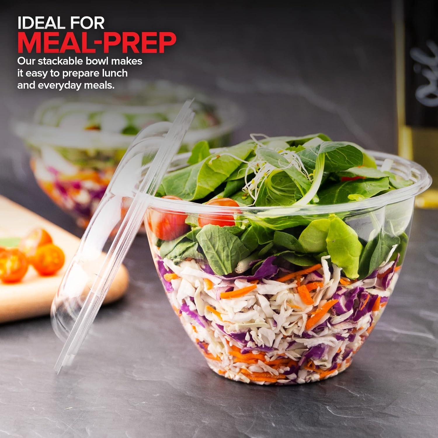 imageStock Your Home 24oz Clear Plastic Salad Bowls with Lids Disposable 50 Pack Small Takeout Container with Snap on Lid for Fruit Salads Quinoa Lunch and Meal Prep Acai Bowl ToGo Party Containers48 oz