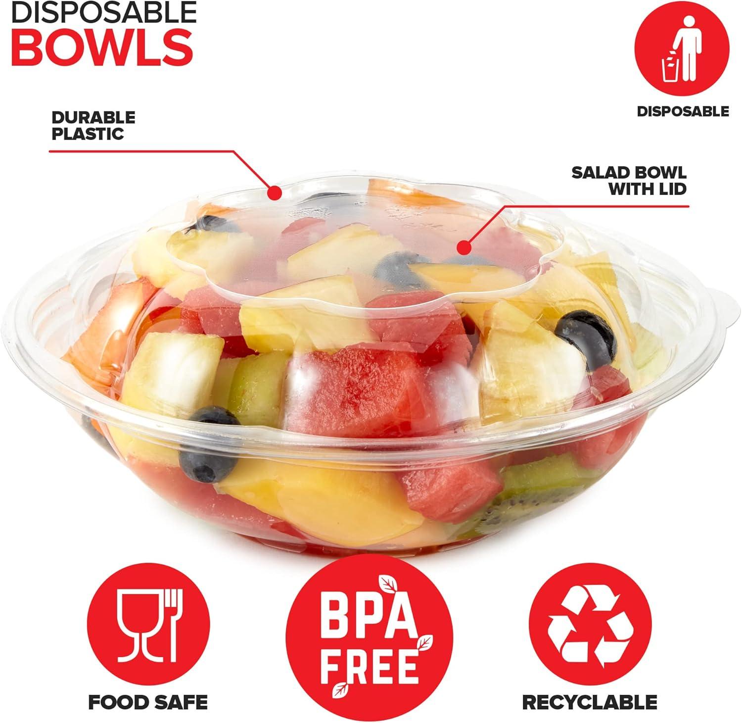 imageStock Your Home 24oz Clear Plastic Salad Bowls with Lids Disposable 50 Pack Small Takeout Container with Snap on Lid for Fruit Salads Quinoa Lunch and Meal Prep Acai Bowl ToGo Party Containers18oz