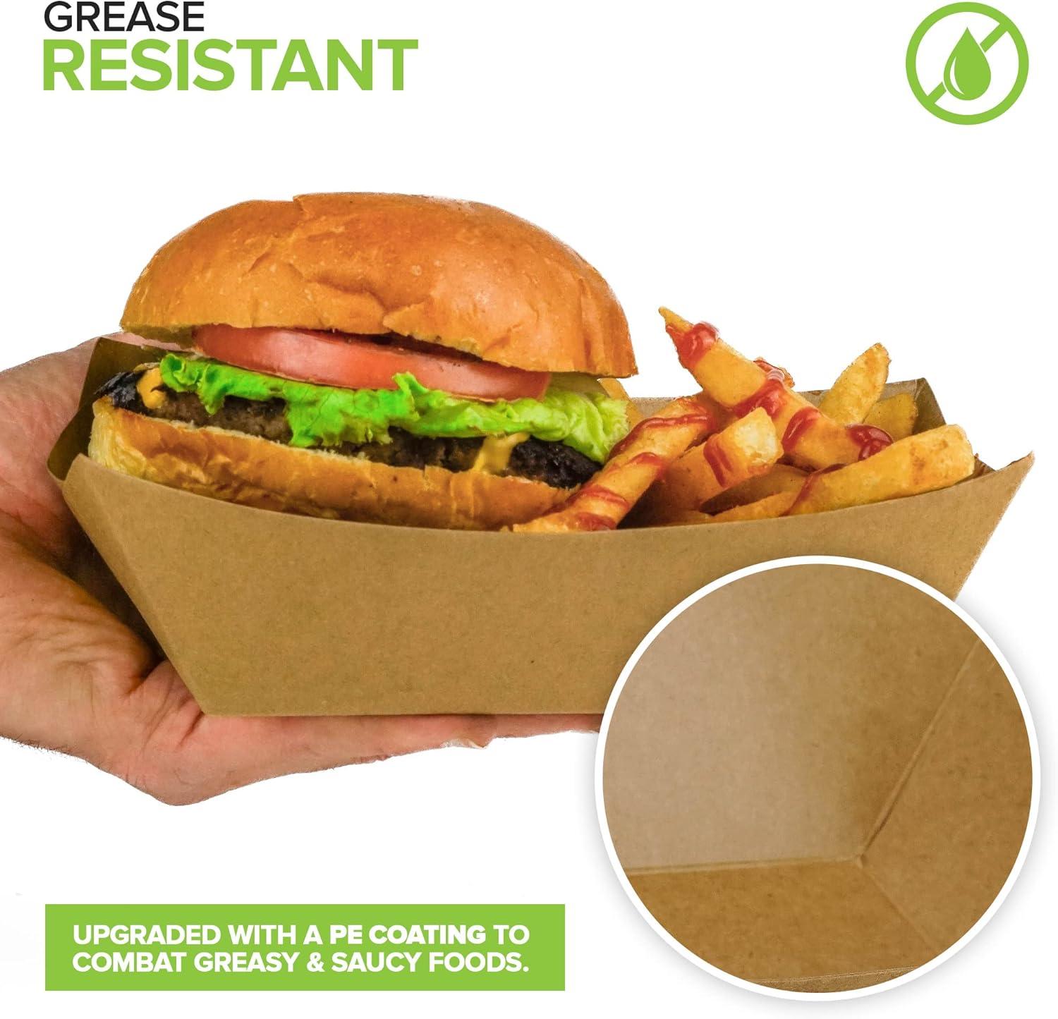imageStock Your Home 250 Pack Extra Large Disposable Brown Kraft Paper Food Trays 3Lb Concession Tray Serving Boats for Party Snacks Taco Bar Seafood Nachos Plates3Lb
