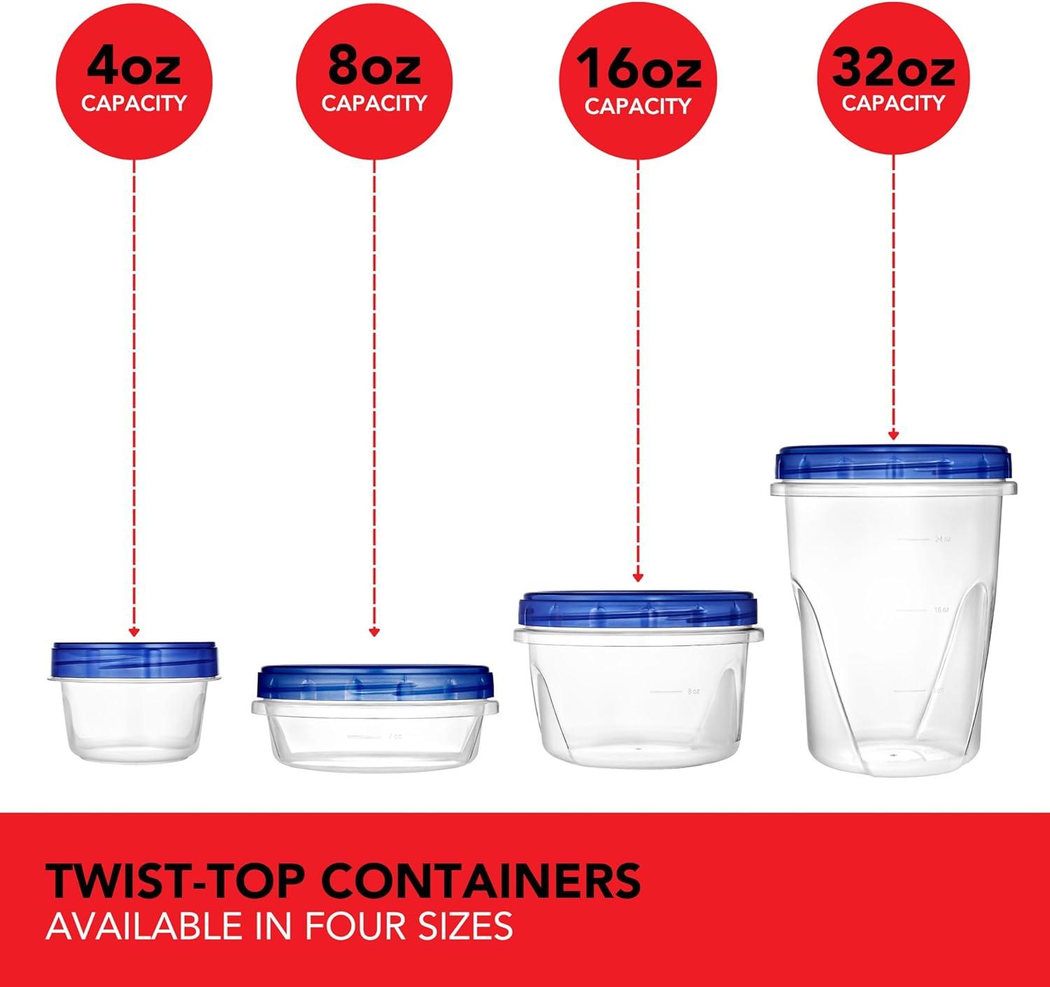 imageStock Your Home 32 oz Plastic Containers with Twist Top Lids 12 Pack Quart Freezer Containers for Leftover Food Airtight Reusable Soup Containers Microwave and Dishwasher Safe