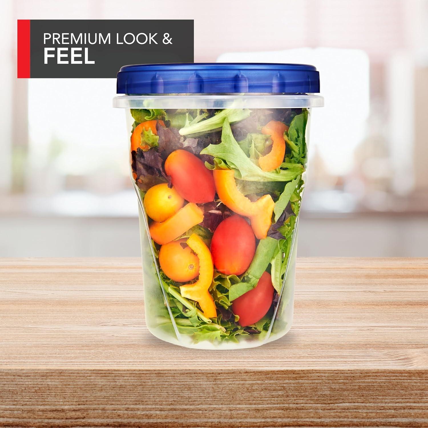 imageStock Your Home 32 oz Plastic Containers with Twist Top Lids 12 Pack Quart Freezer Containers for Leftover Food Airtight Reusable Soup Containers Microwave and Dishwasher Safe