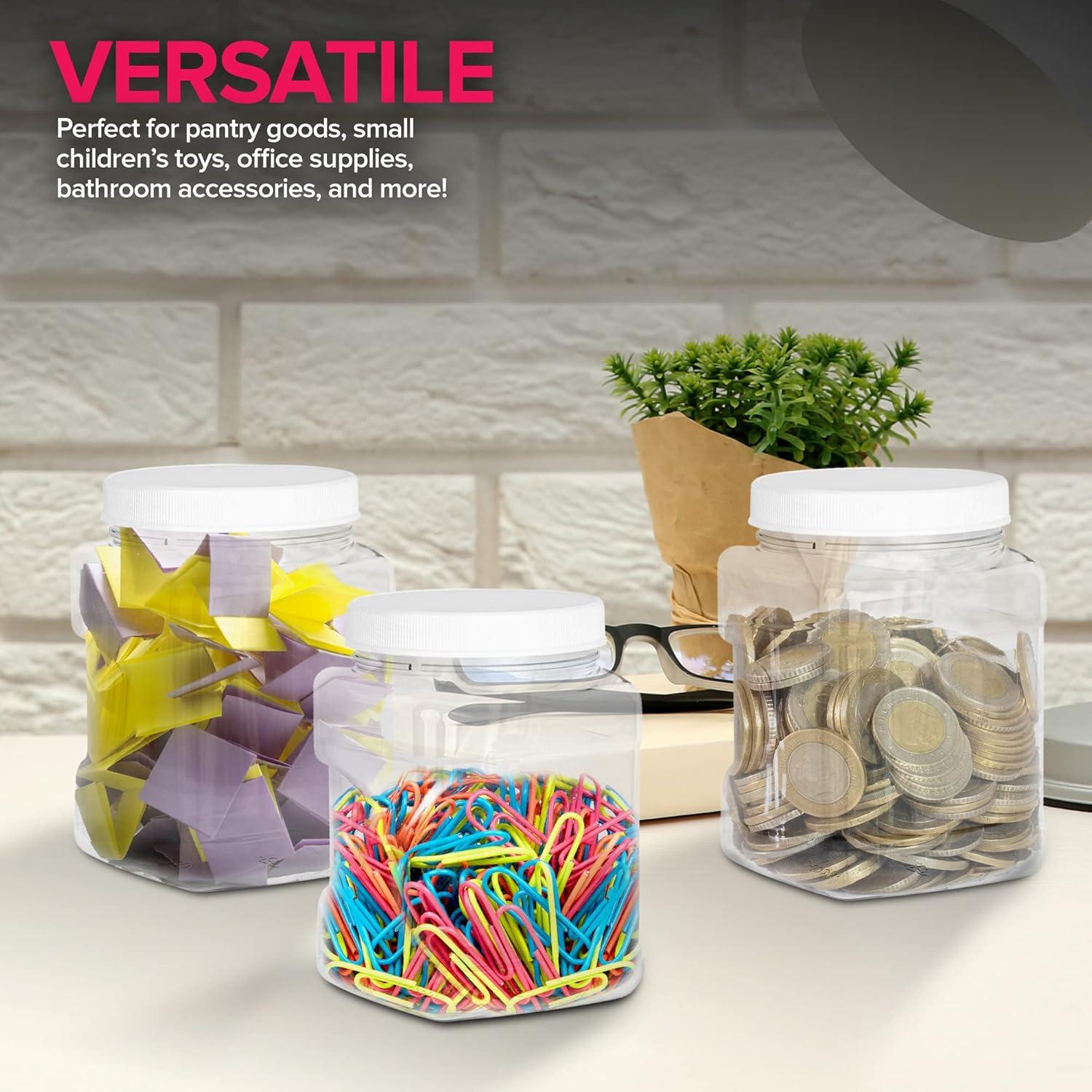 imageStock Your Home 32 oz Plastic Jars 6 Pack BPA Free Plastic Mason Jars for Kitchen Pantry Jars with Airtight Lids for Storing Rice Pasta Coffee Grains Candy CookiesSquare