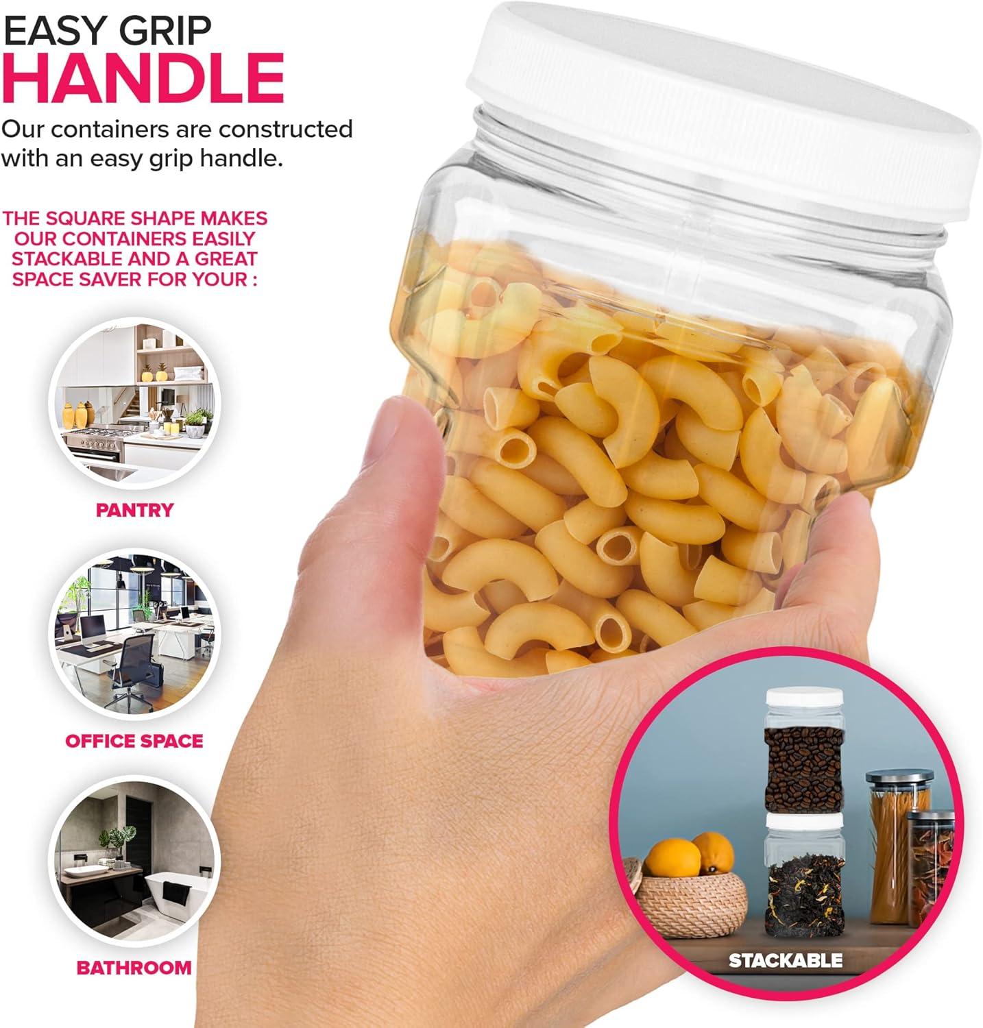 imageStock Your Home 32 oz Plastic Jars 6 Pack BPA Free Plastic Mason Jars for Kitchen Pantry Jars with Airtight Lids for Storing Rice Pasta Coffee Grains Candy CookiesSquare