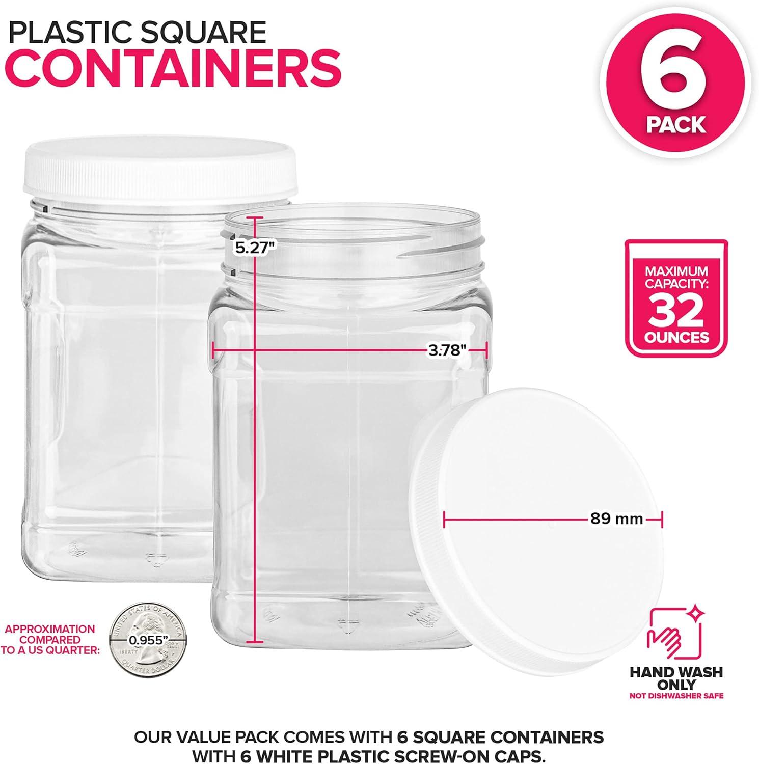 imageStock Your Home 32 oz Plastic Jars 6 Pack BPA Free Plastic Mason Jars for Kitchen Pantry Jars with Airtight Lids for Storing Rice Pasta Coffee Grains Candy CookiesSquare