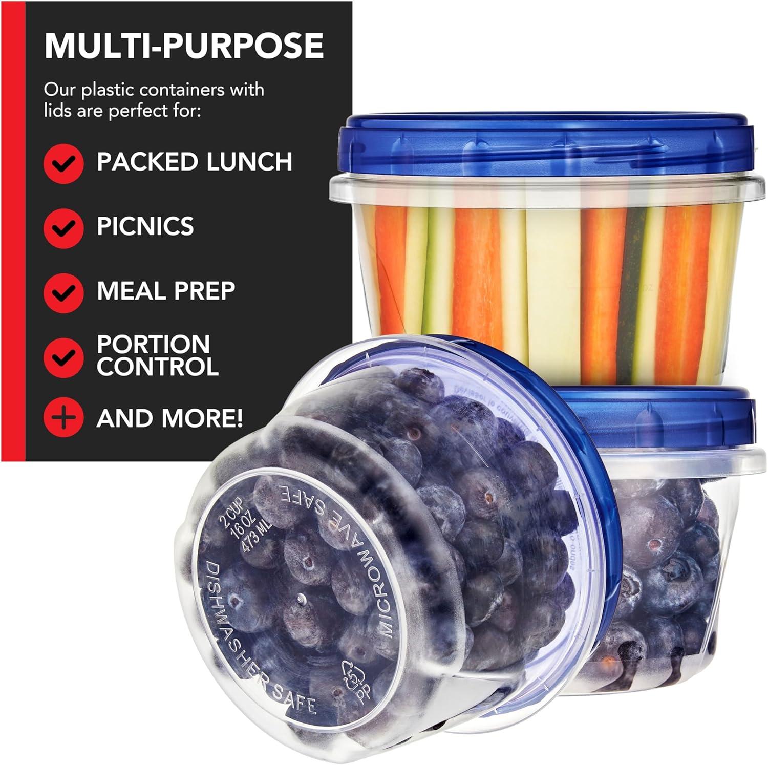 imageStock Your Home 32oz Plastic Containers with Twist Top Lids 6 Pack Quart Freezer Containers with Lids for Leftover Food Airtight Reusable Soup Containers Microwave and Dishwasher Safe16 oz