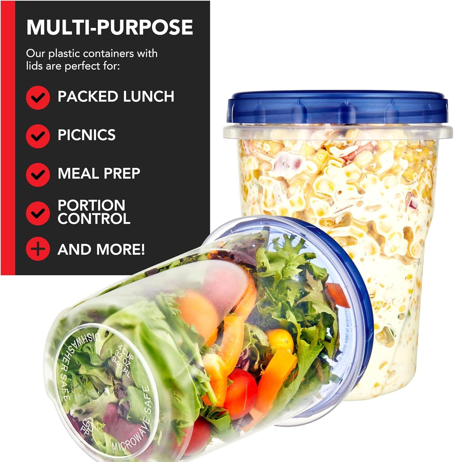 imageStock Your Home 32oz Plastic Containers with Twist Top Lids 6 Pack Quart Freezer Containers with Lids for Leftover Food Airtight Reusable Soup Containers Microwave and Dishwasher Safe32 oz