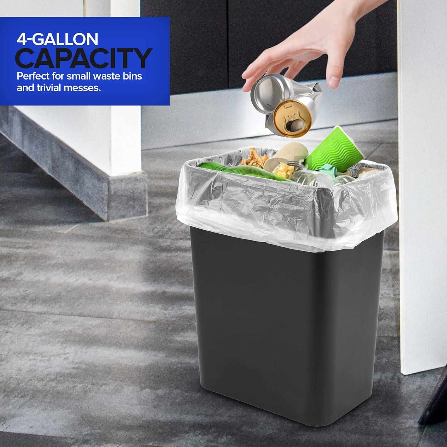 imageStock Your Home 4 Gallon Unscented Small Garbage Bags 200 Count 127 Micron Thickness Leak Proof Star Seal Open Top Box for Easy Dispensing Versatile Usage Great Value Pack
