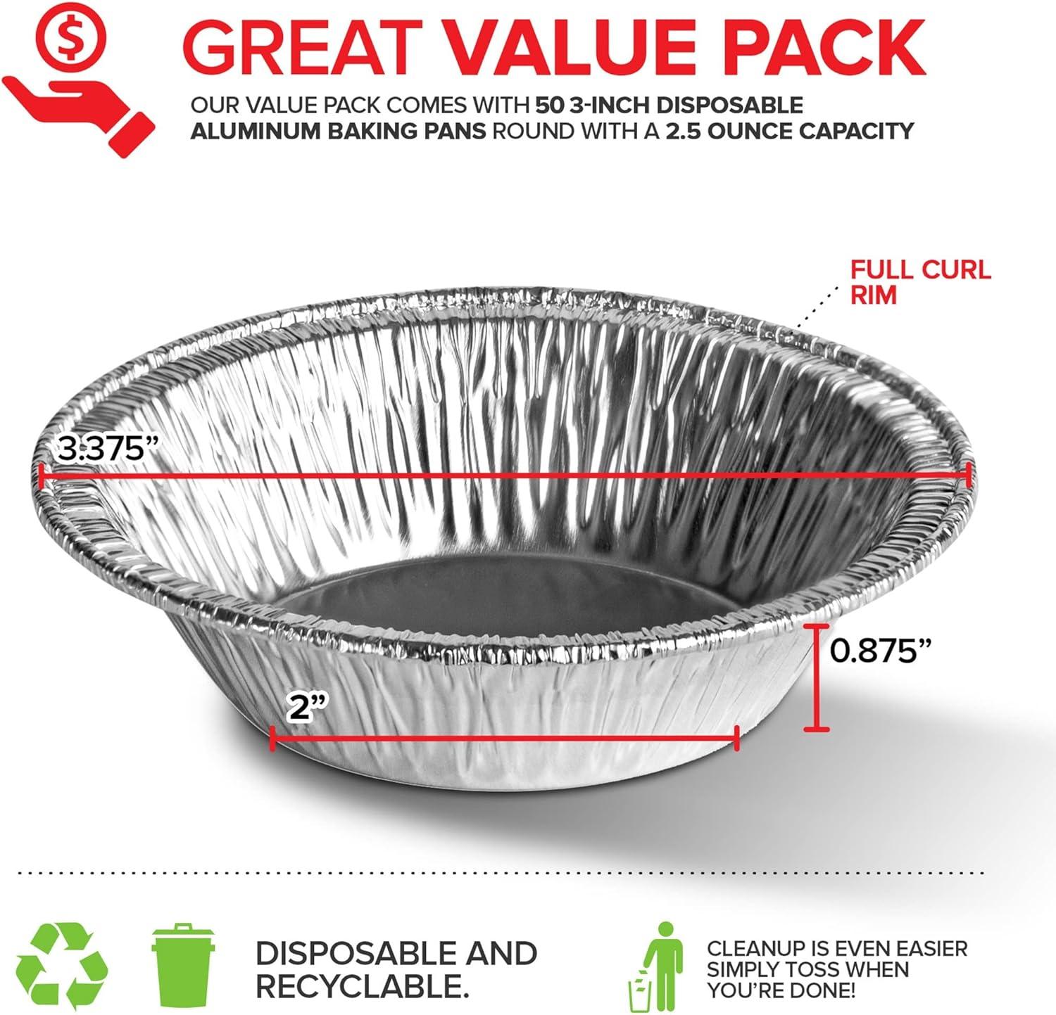 imageStock Your Home 4 Inch Mini Aluminum Foil Pans 50 Count Disposable Small Tins for Baking Tiny Treats Fruit Tarts Quiche and Mince Pies50 Pack 3 Inch