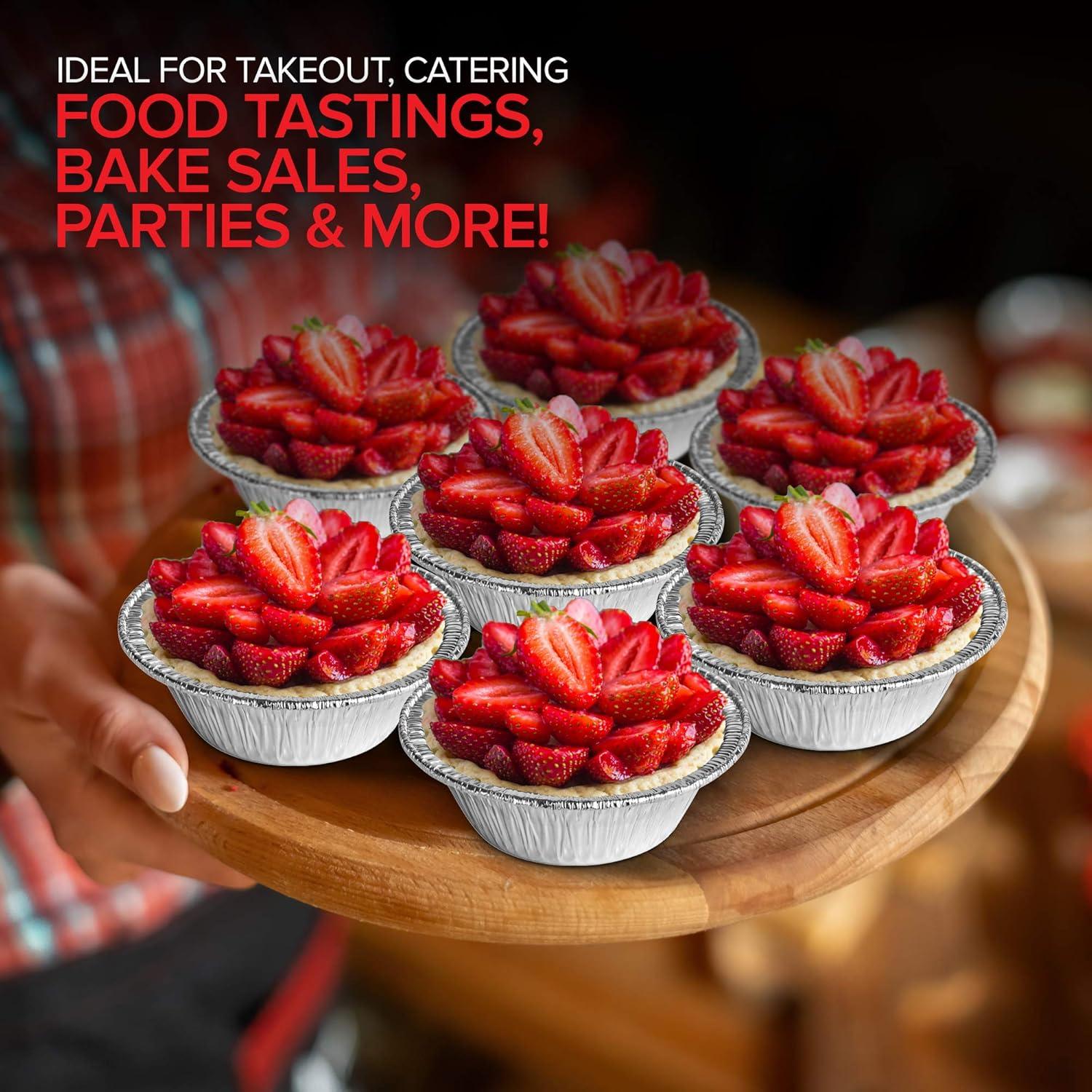 imageStock Your Home 4 Inch Mini Aluminum Foil Pans 50 Count Disposable Small Tins for Baking Tiny Treats Fruit Tarts Quiche and Mince Pies50 Pack 4 Inch