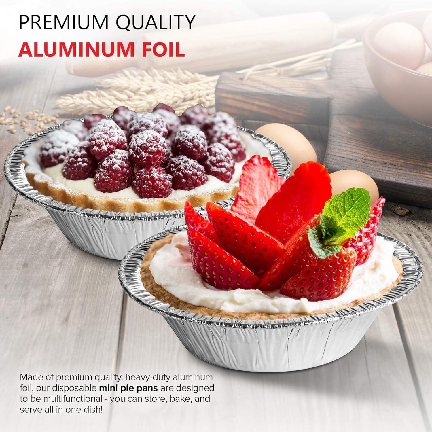 imageStock Your Home 4 Inch Mini Aluminum Foil Pans 50 Count Disposable Small Tins for Baking Tiny Treats Fruit Tarts Quiche and Mince Pies50 Pack 5 Inch