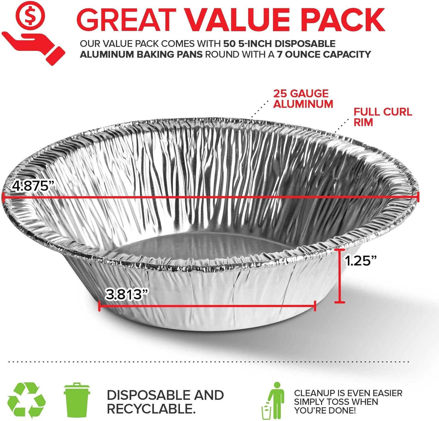 imageStock Your Home 4 Inch Mini Aluminum Foil Pans 50 Count Disposable Small Tins for Baking Tiny Treats Fruit Tarts Quiche and Mince Pies50 Pack 5 Inch