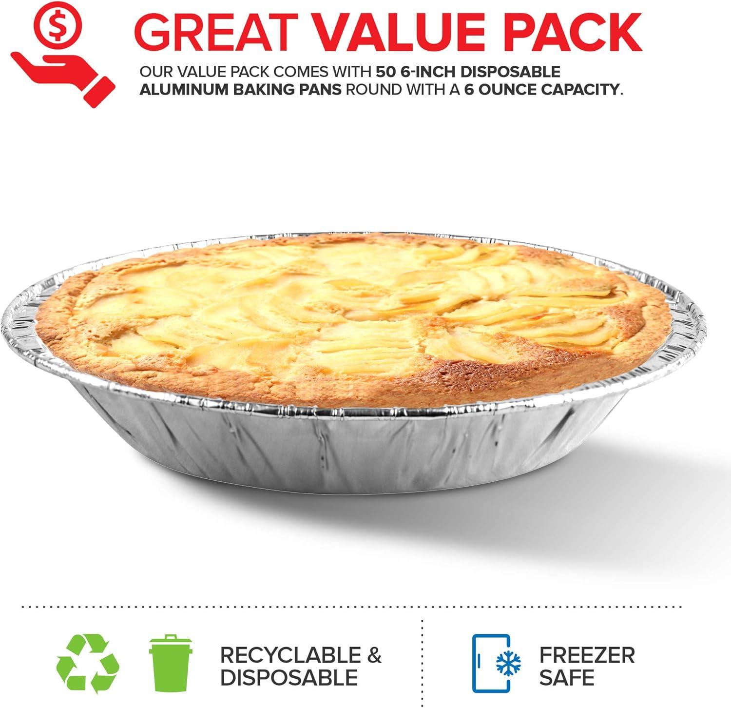 imageStock Your Home 4 Inch Mini Aluminum Foil Pans 50 Count Disposable Small Tins for Baking Tiny Treats Fruit Tarts Quiche and Mince Pies50 Pack 6 Inch