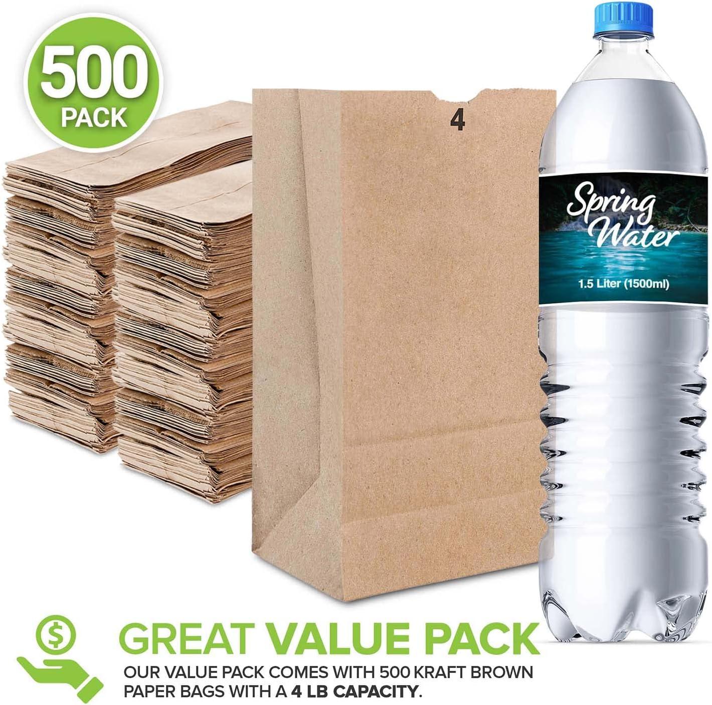 imageStock Your Home 4 Lb Kraft Brown Paper Lunch Bags 500 Count Bulk Disposable Lunch Sacks Small Size Blank Bag for Kids Good for a Snack Sandwich Grocery Food and Arts amp Crafts ProjectsBrown
