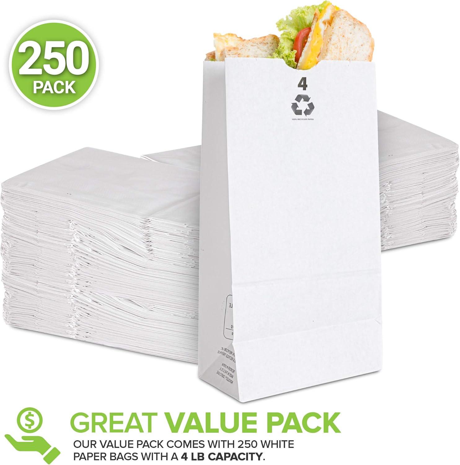 imageStock Your Home 4 Lb Kraft Brown Paper Lunch Bags 500 Count Bulk Disposable Lunch Sacks Small Size Blank Bag for Kids Good for a Snack Sandwich Grocery Food and Arts amp Crafts ProjectsWhite