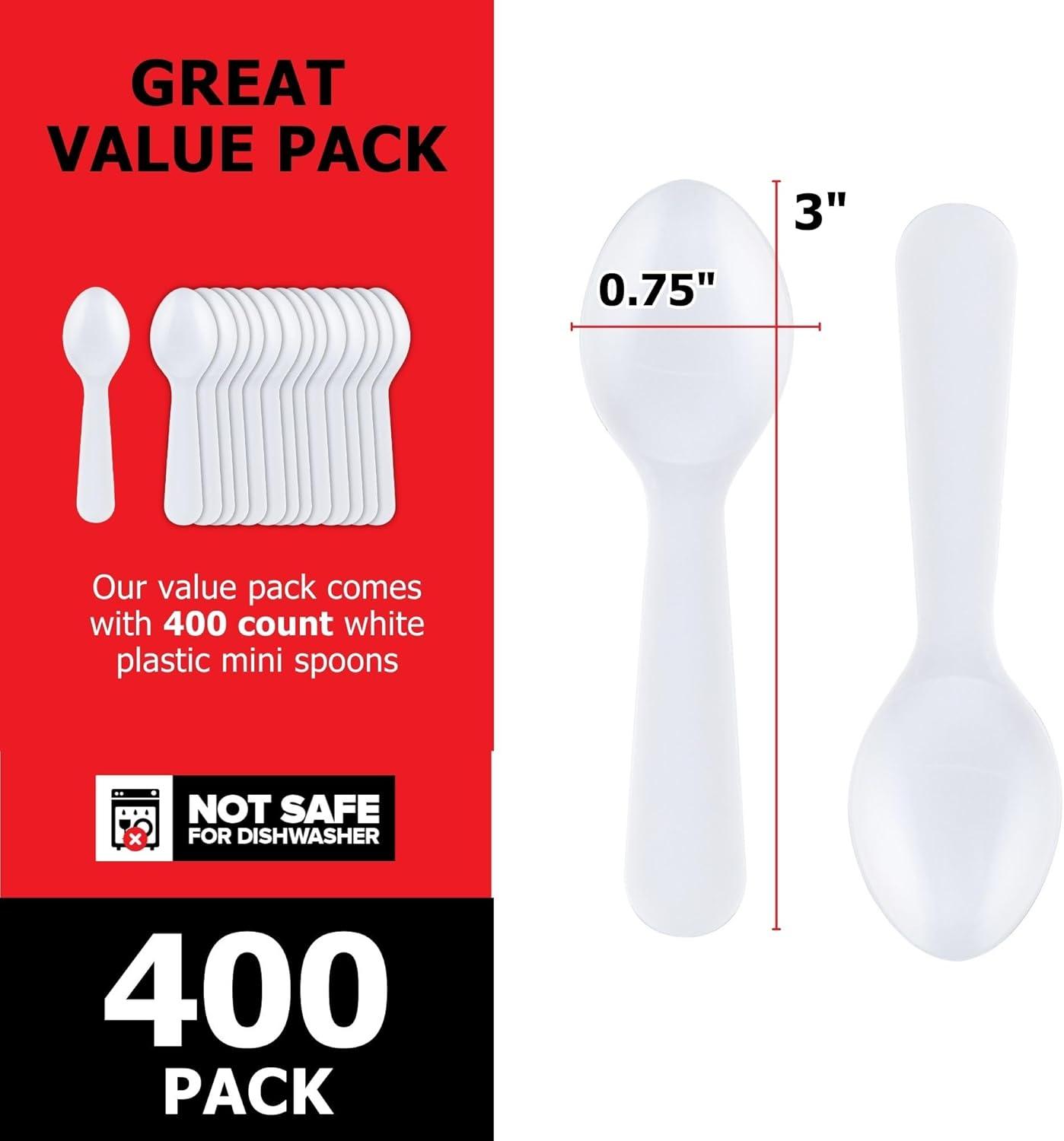 imageStock Your Home 400 Count 3Inch Plastic Mini Taster Spoons Perfect for Sampling Desserts and Parties Disposable and Durable Utensils400 Count