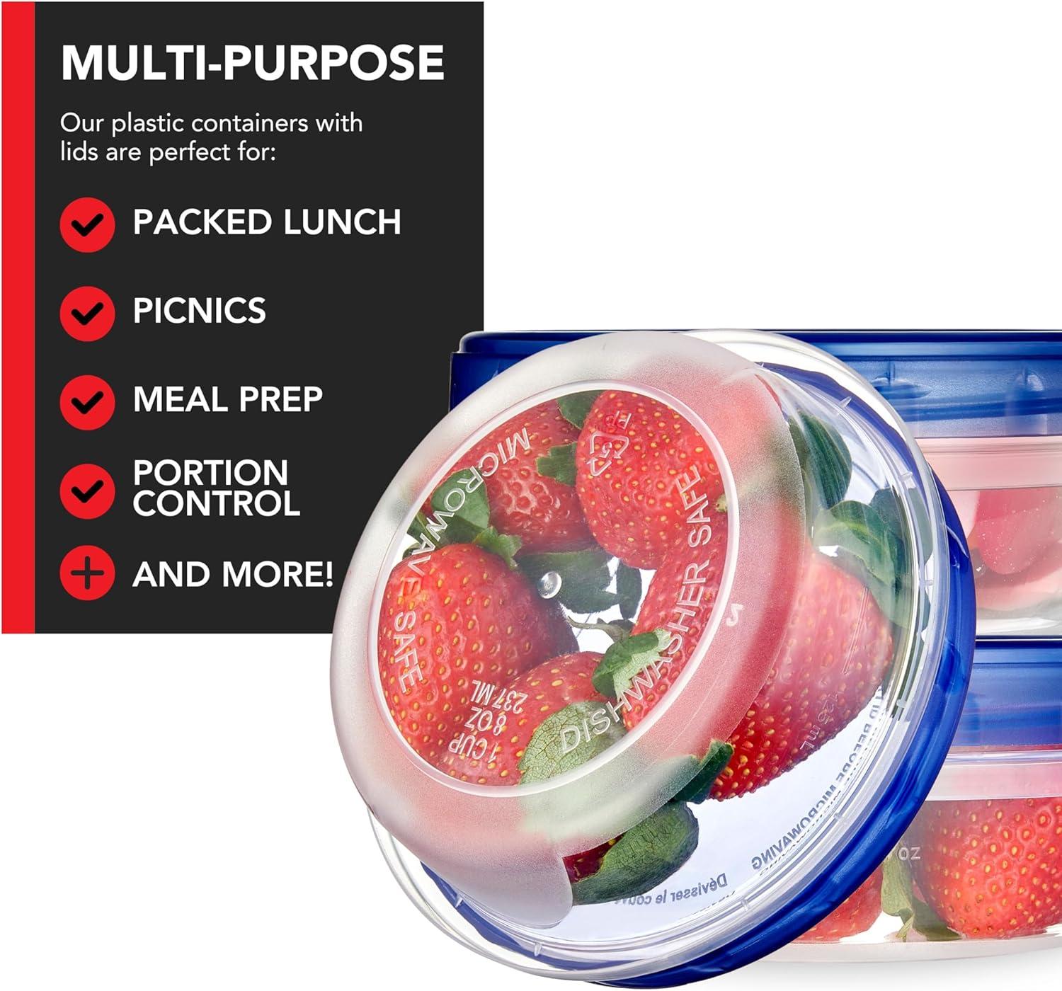 imageStock Your Home 4oz Plastic Containers with Twist Top Lids 6 Pack 12 Cup Small Freezer Containers for Leftover Food Airtight Reusable Soup Containers with Lids Microwave and Dishwasher Safe8 oz