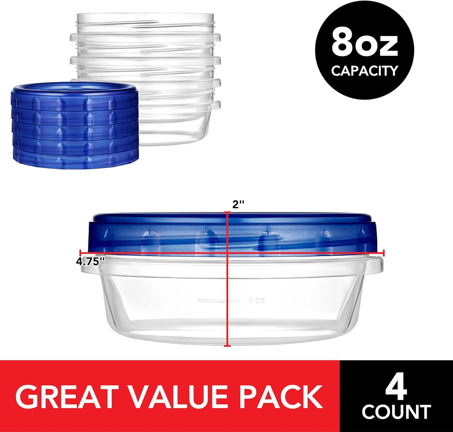 imageStock Your Home 4oz Plastic Containers with Twist Top Lids 6 Pack 12 Cup Small Freezer Containers for Leftover Food Airtight Reusable Soup Containers with Lids Microwave and Dishwasher Safe8 oz