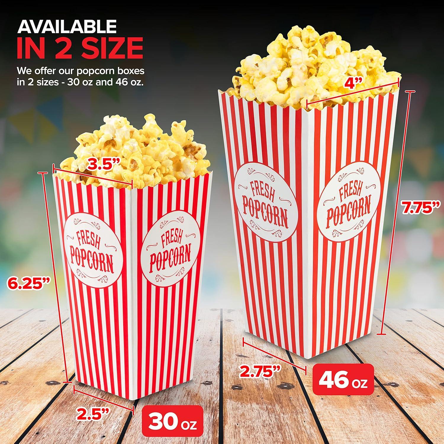 imageStock Your Home 50 Pack Movie Theater Popcorn Boxes Disposable Red amp White Striped 30 oz Capacity Vintage Snack Box Concession and Carnival Party Supplies Individual Popcorn Bucket Containers