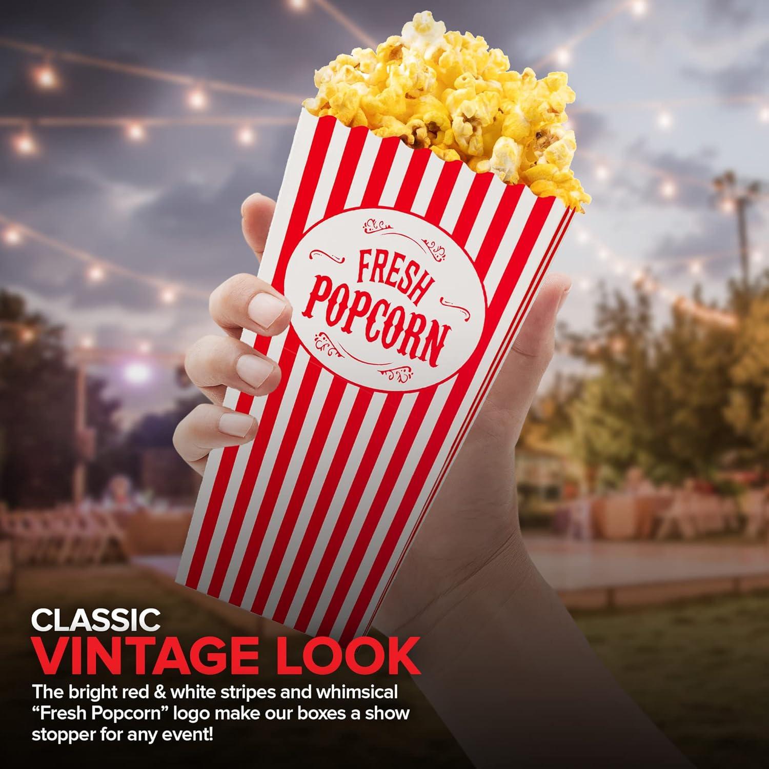 imageStock Your Home 50 Pack Movie Theater Popcorn Boxes Disposable Red amp White Striped 30 oz Capacity Vintage Snack Box Concession and Carnival Party Supplies Individual Popcorn Bucket Containers