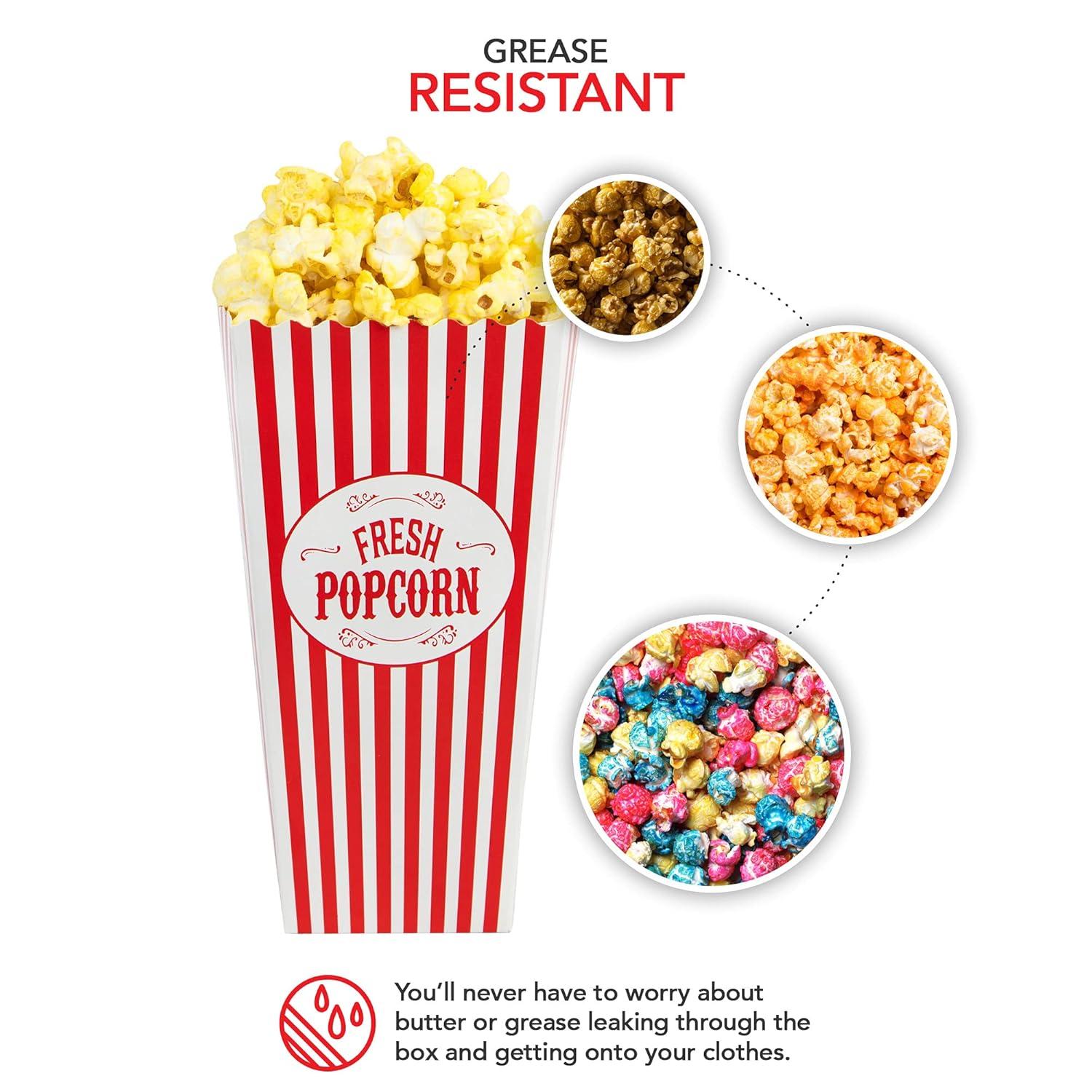 imageStock Your Home 50 Pack Movie Theater Popcorn Boxes Disposable Red amp White Striped 46 oz Capacity Vintage Snack Box Concession and Carnival Party Supplies Individual Popcorn Bucket Containers50