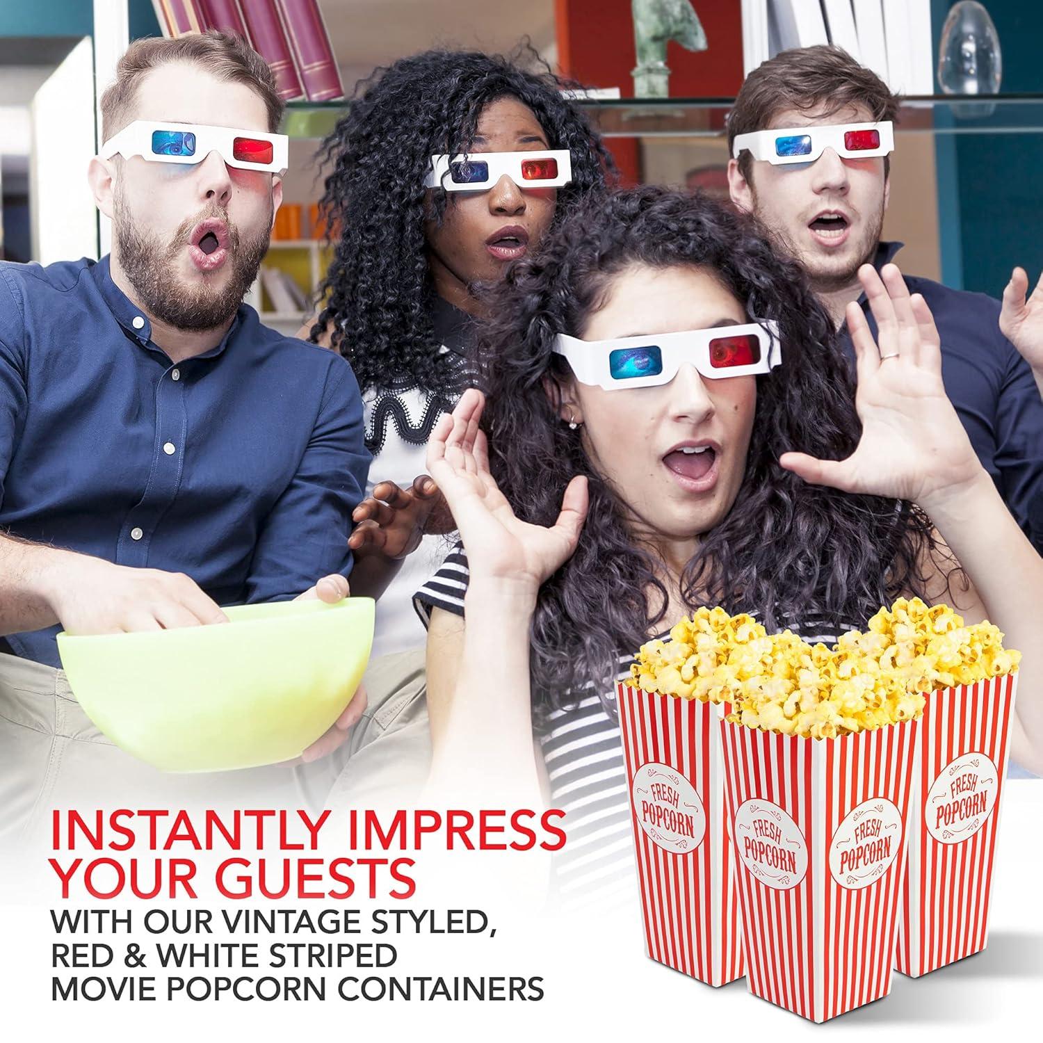 imageStock Your Home 50 Pack Movie Theater Popcorn Boxes Disposable Red amp White Striped 46 oz Capacity Vintage Snack Box Concession and Carnival Party Supplies Individual Popcorn Bucket Containers50