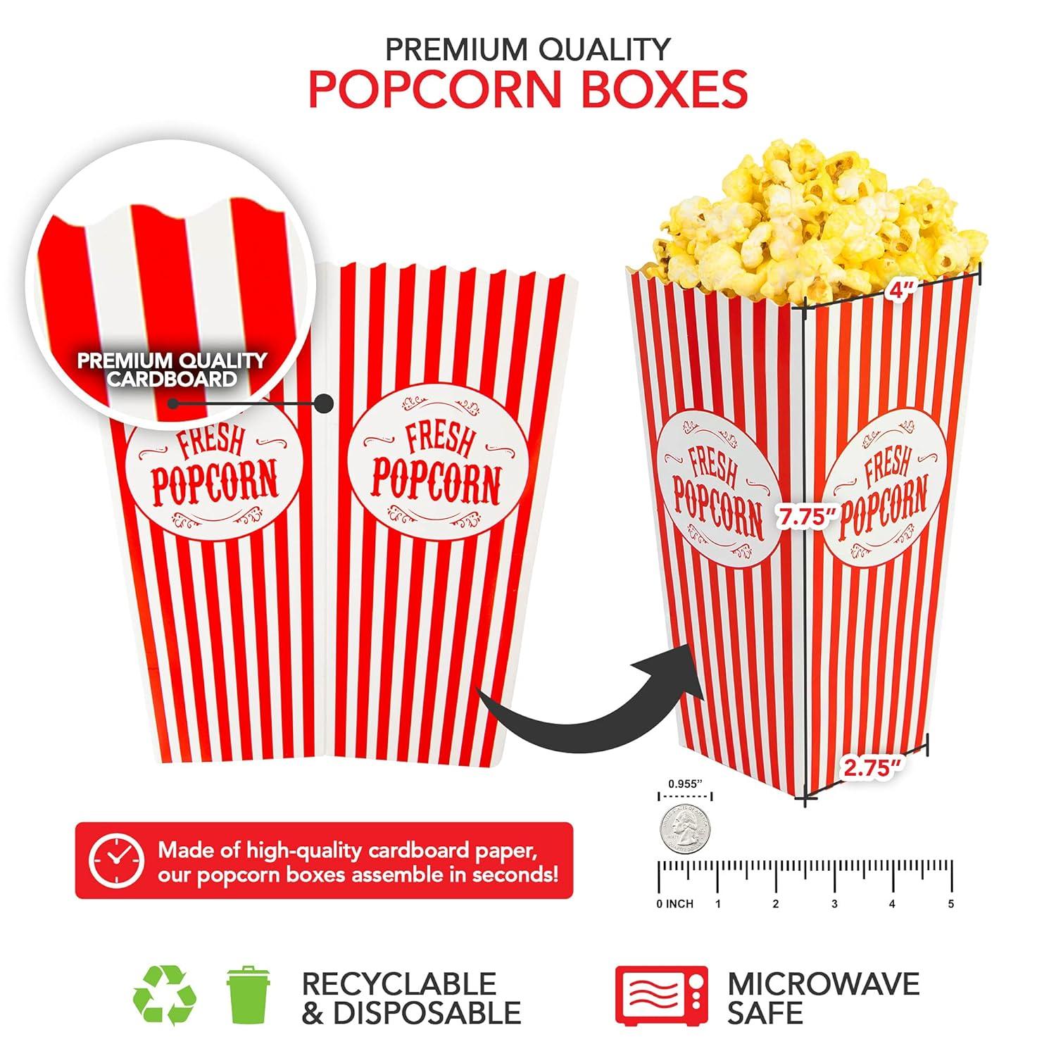 imageStock Your Home 50 Pack Movie Theater Popcorn Boxes Disposable Red amp White Striped 46 oz Capacity Vintage Snack Box Concession and Carnival Party Supplies Individual Popcorn Bucket Containers50