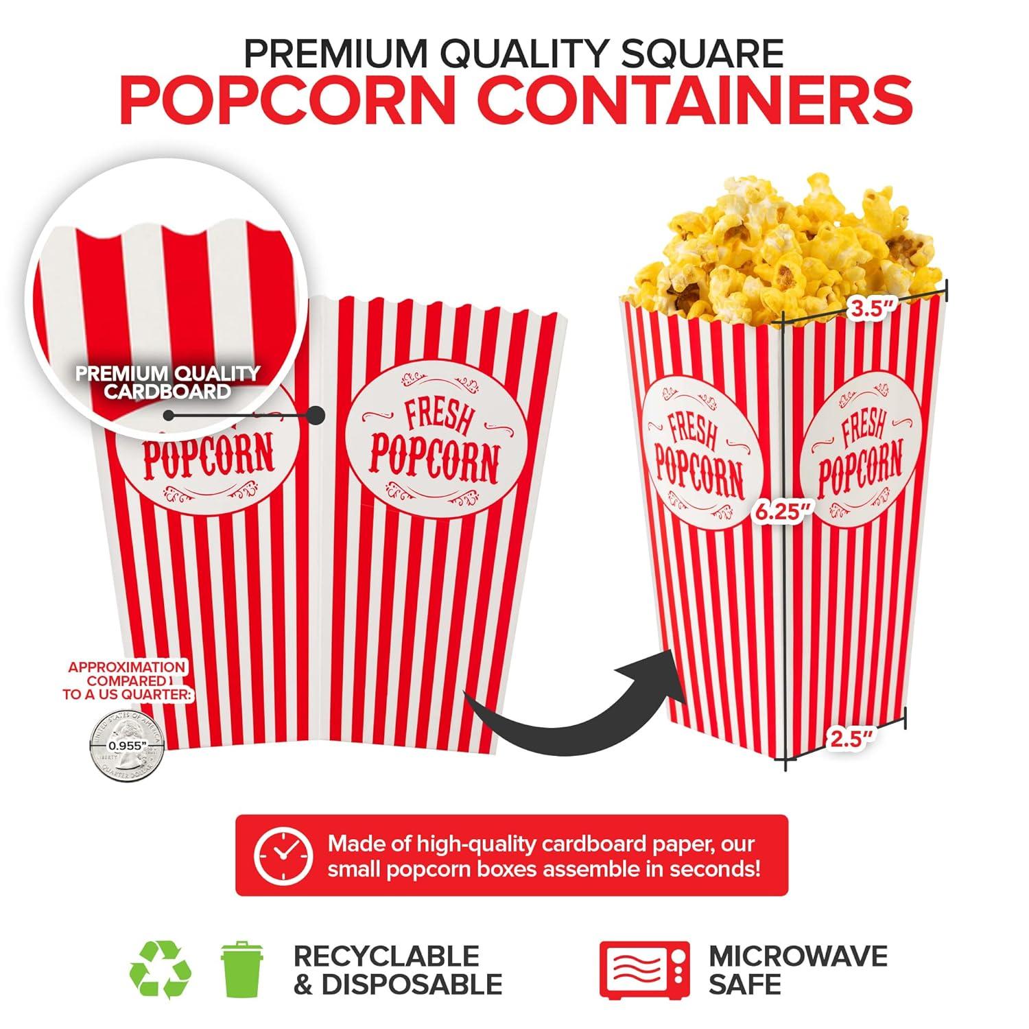 imageStock Your Home 50 Pack Movie Theater Popcorn Boxes Disposable Red amp White Striped 46 oz Capacity Vintage Snack Box Concession and Carnival Party Supplies Individual Popcorn Bucket Containers25