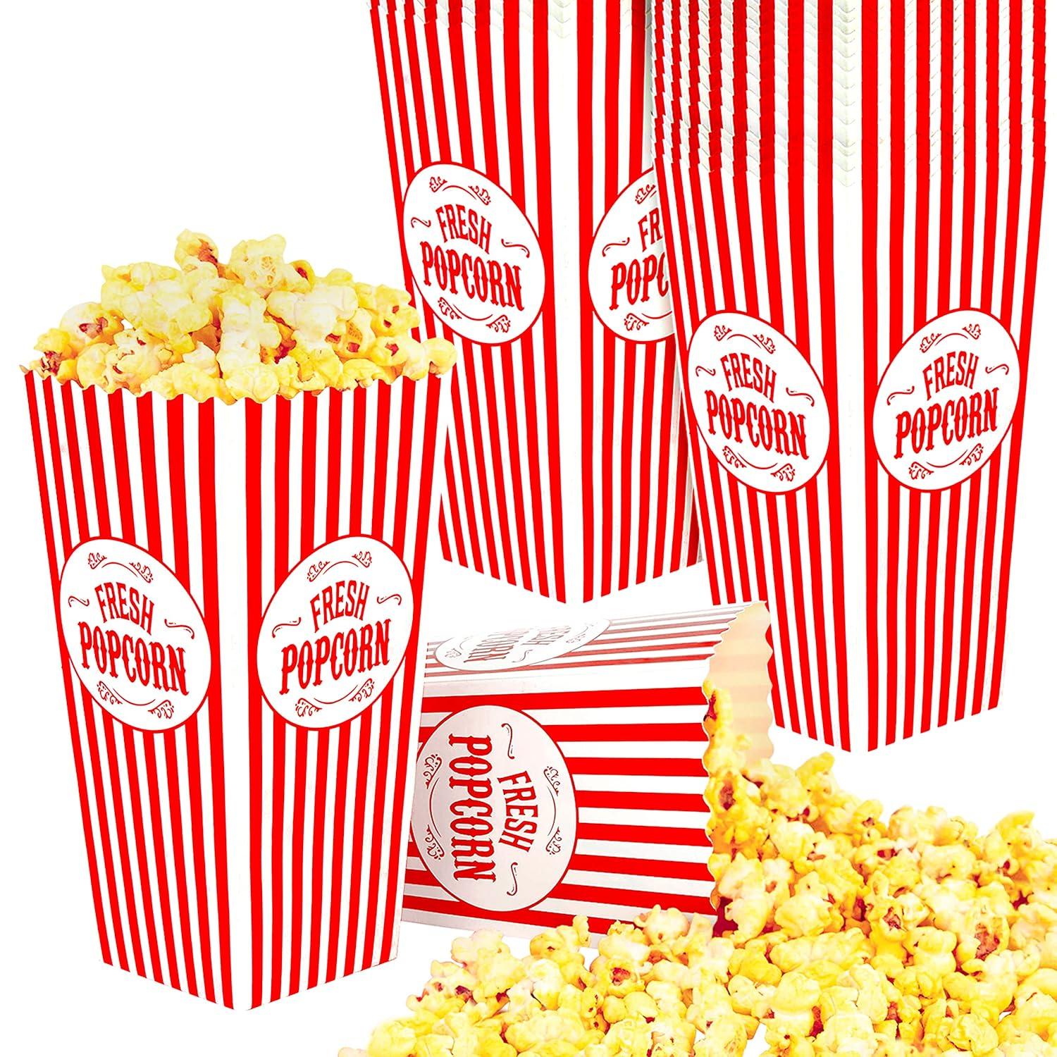 imageStock Your Home 50 Pack Movie Theater Popcorn Boxes Disposable Red amp White Striped 46 oz Capacity Vintage Snack Box Concession and Carnival Party Supplies Individual Popcorn Bucket Containers25