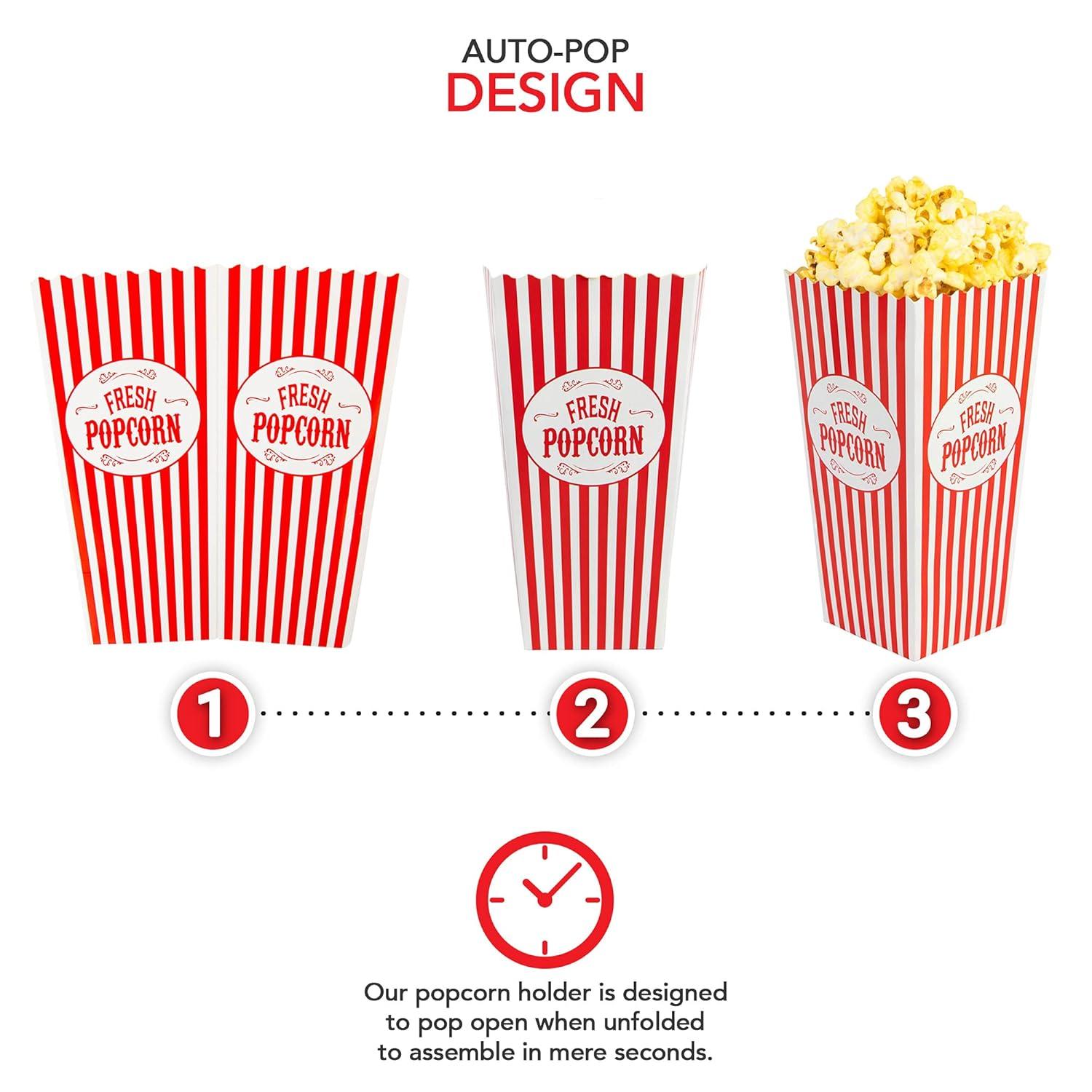imageStock Your Home 50 Pack Movie Theater Popcorn Boxes Disposable Red amp White Striped 46 oz Capacity Vintage Snack Box Concession and Carnival Party Supplies Individual Popcorn Bucket Containers25
