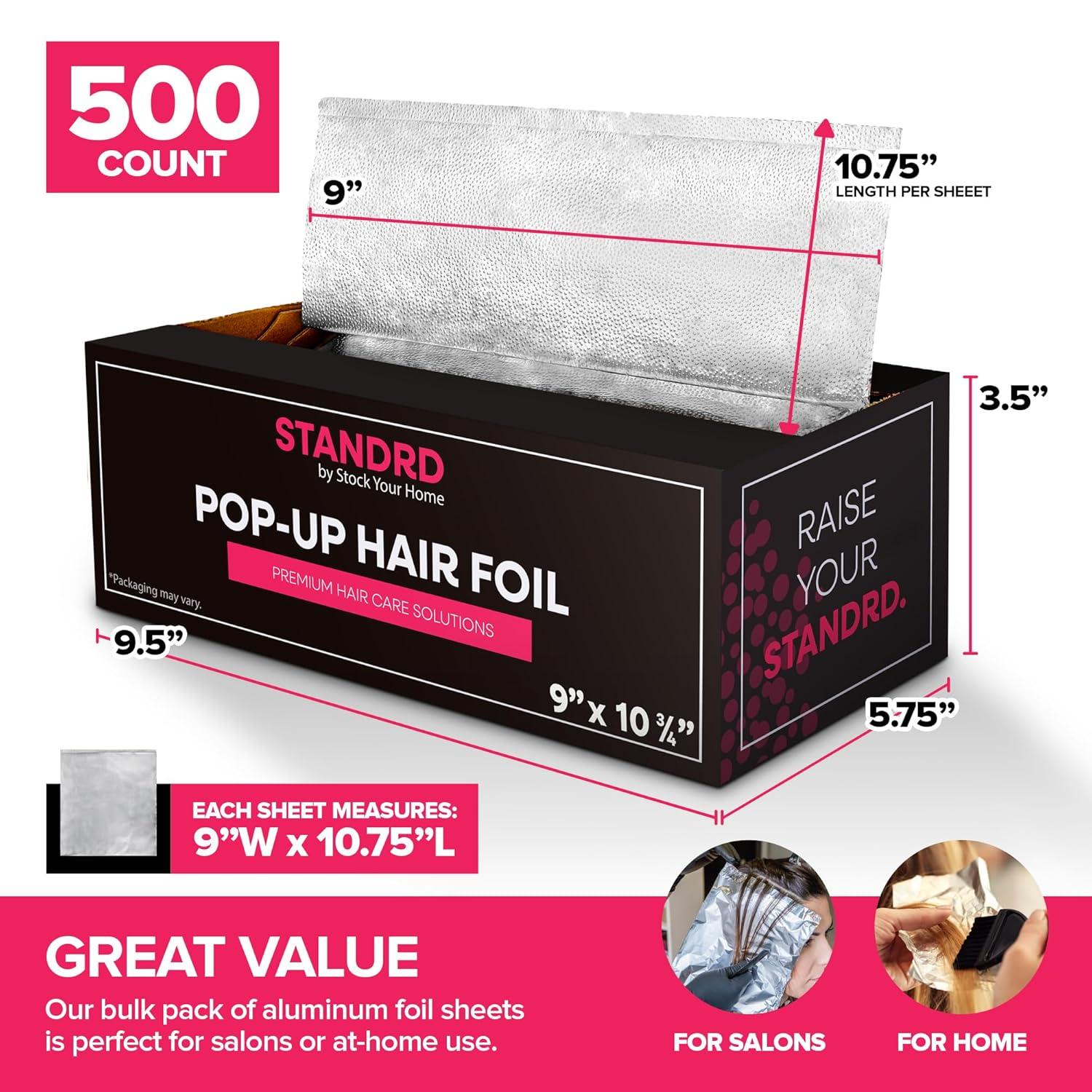 imageStock Your Home 500 Count Aluminum Foil for Hair Highlighting 9 Pop Up Foil Sheets for Salon or Home Use Embossed Disposable Hair Foils for Highlighting Coloring Hair Wide Foil for Hair Stylist1 Fl Oz Pack of 500