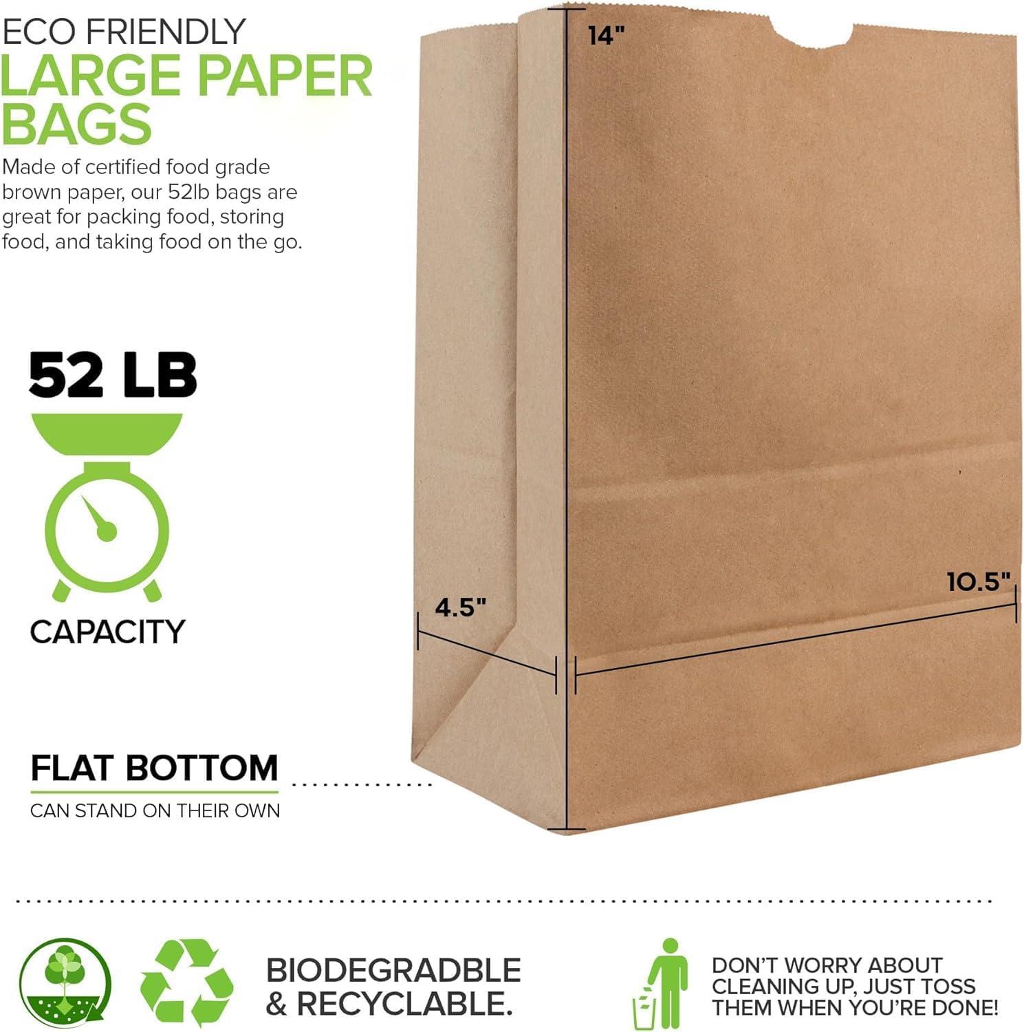 imageStock Your Home 52 lb Kraft Brown Paper Bags 100 Count Bulk Large Grocery Bags for Shopping420 Count