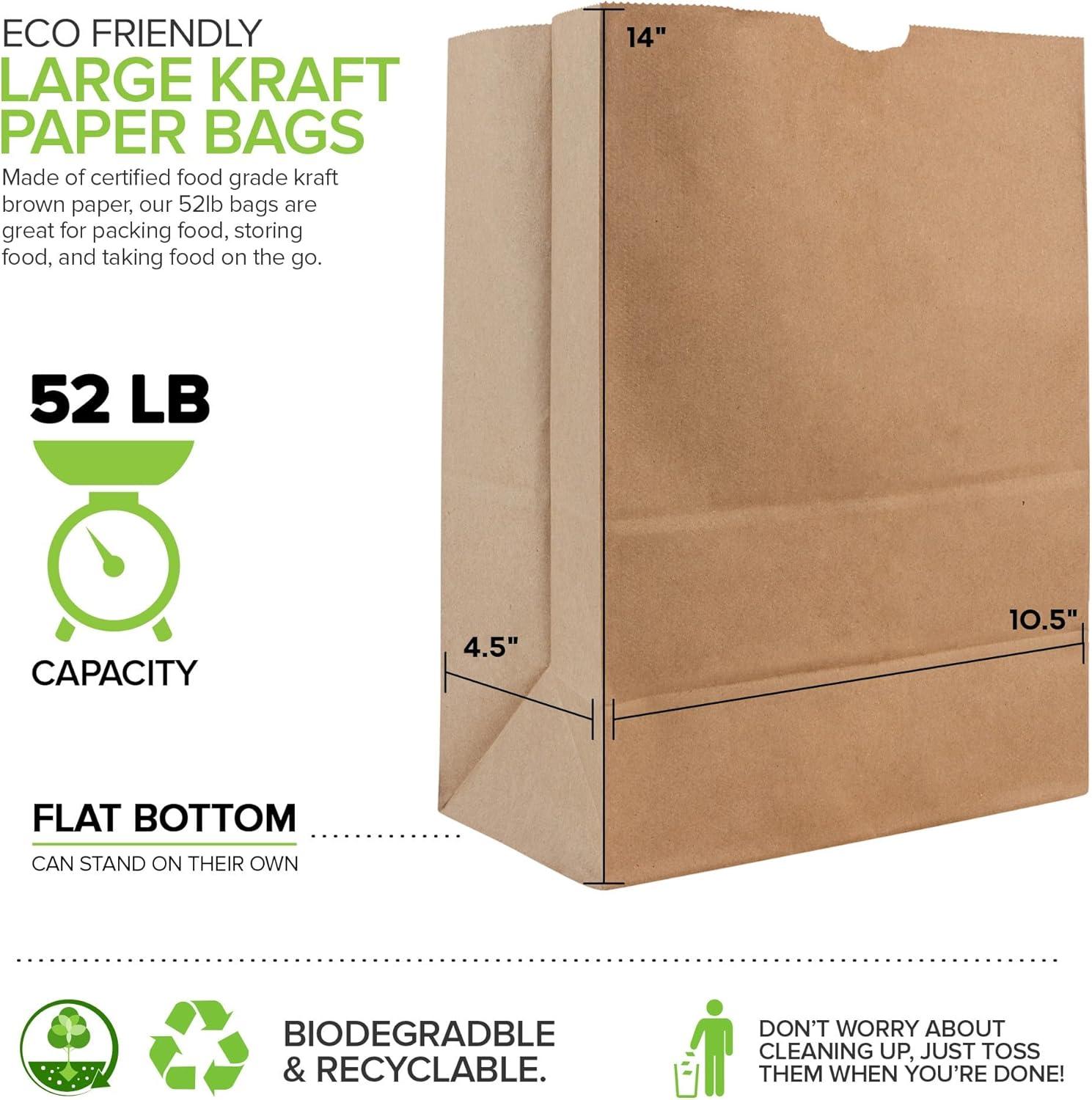 imageStock Your Home 52 lb Kraft Brown Paper Bags 100 Count Bulk Large Grocery Bags for Shopping50 Count