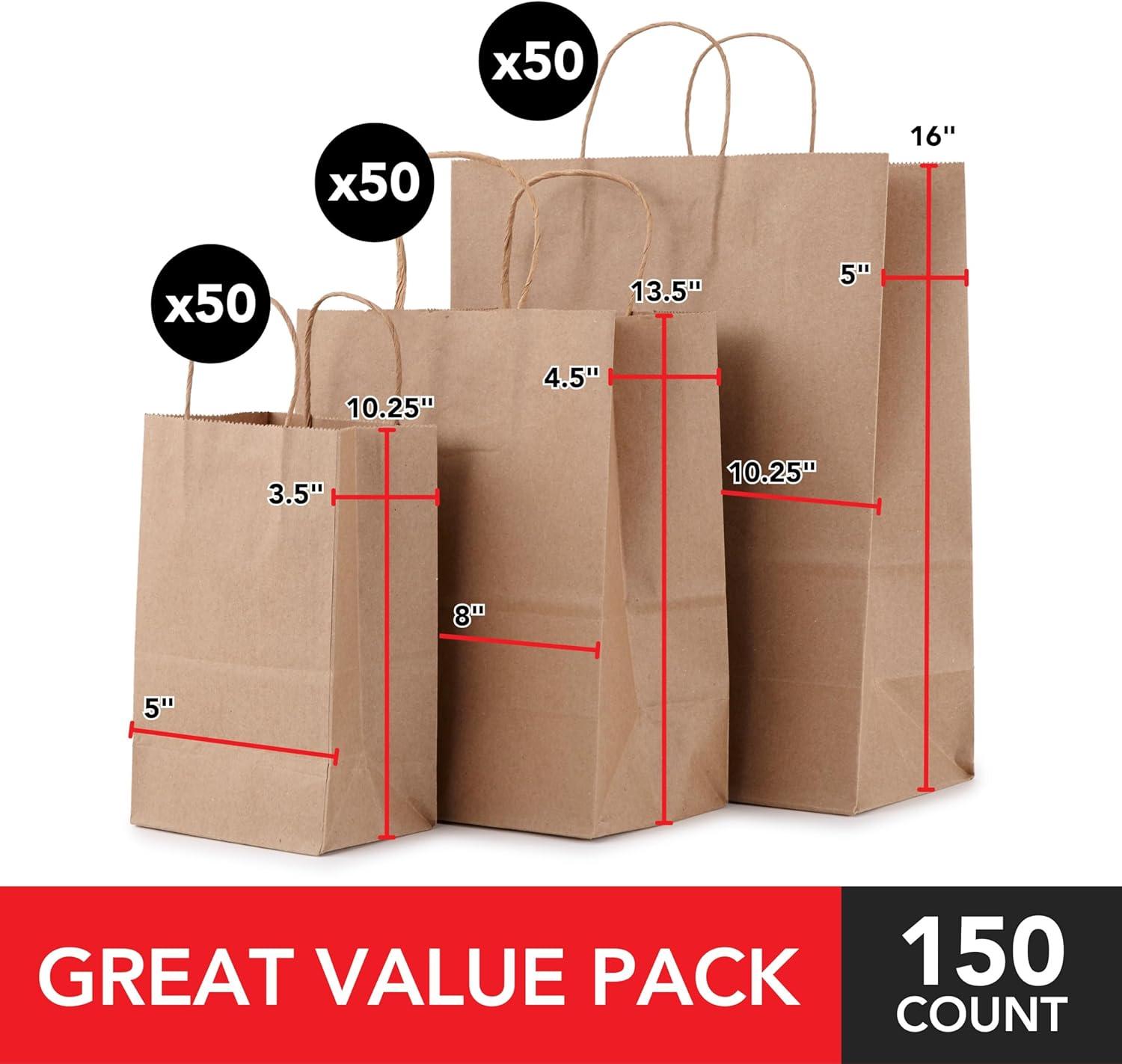 imageStock Your Home 52 lb Kraft Brown Paper Bags 100 Count Bulk Large Grocery Bags for ShoppingVariety Pack
