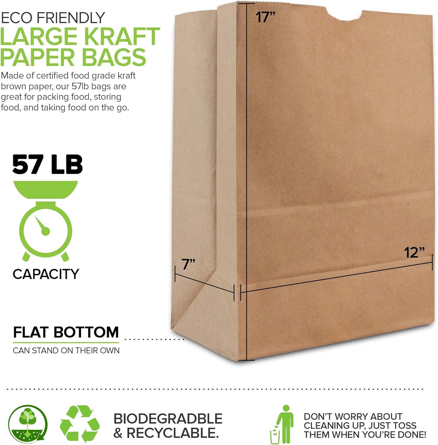 imageStock Your Home 57 Lb Kraft Paper Bag 100 Count Heavy Duty Large Brown Paper Grocery Bags for Food Shopping Recycling Trash Bulk Pack Size57 lb 100 Count
