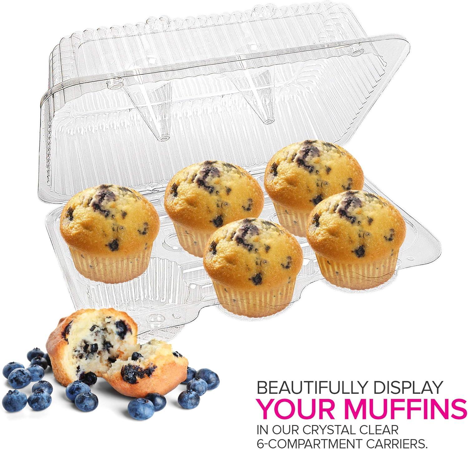imageStock Your Home 6Compartment Plastic Cupcake Containers Disposable 40 Count Clear Container with Connected Dome Lid BPA Free For Standard Sized Cupcakes6 Compartment 40 Count