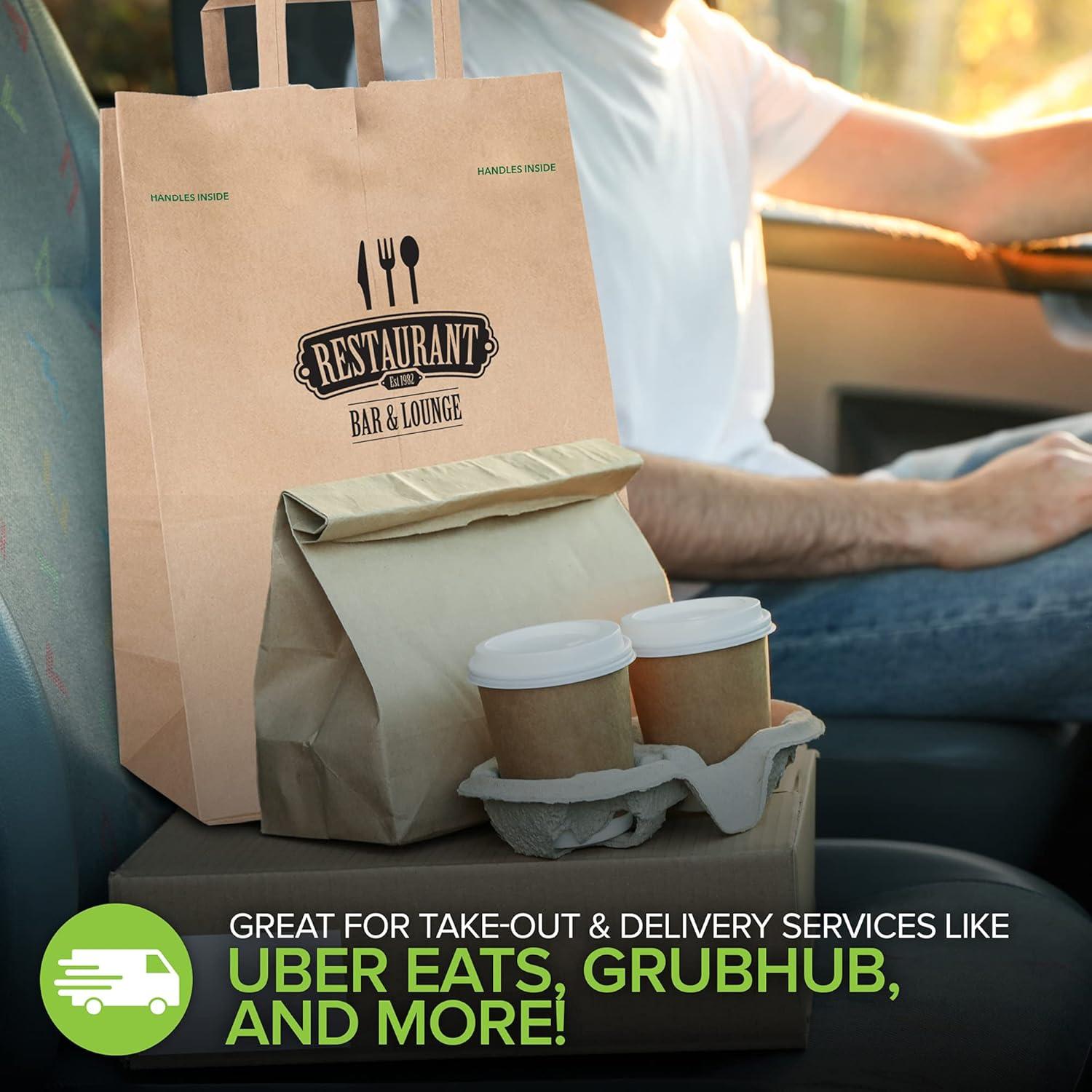 imageStock Your Home 70 Lb Kraft Brown Paper Bags with Handles 50 Count Kraft Brown Paper Grocery Bags Bulk Large Paper Bags with Handles for Grocery Shopping Handles Provide Grip for Trash Bag Use200