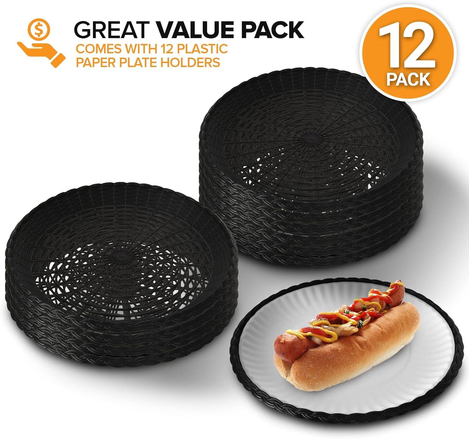 imageStock Your Home 9 Paper Plate Holder in White 12 Count Paper Plate Holders Plastic Heavy Duty Plastic Paper Plate Holder Woven Paper Plate Holder Paper Plate Holders ReusableBlack