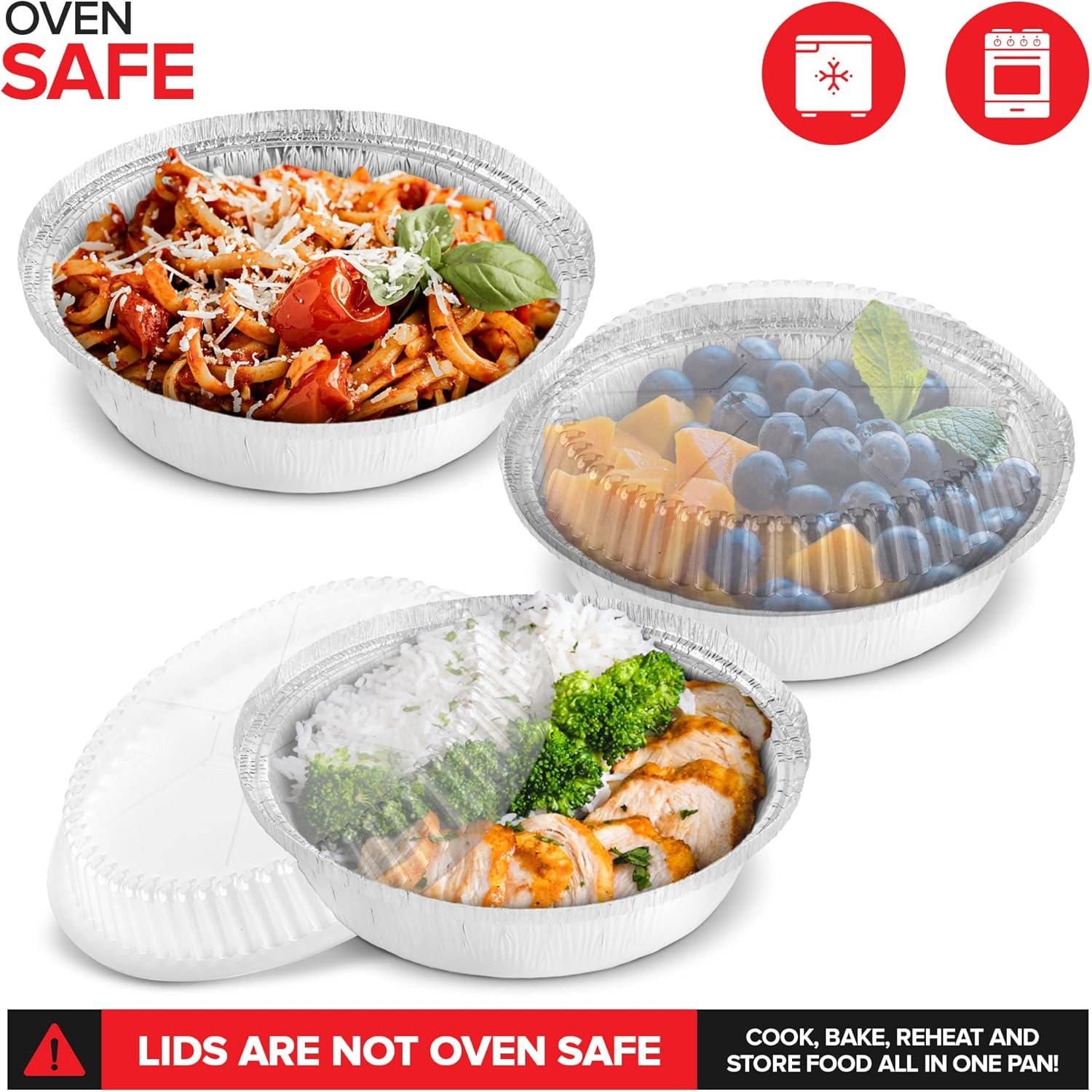 imageStock Your Home 9 Round Aluminum Foil Pans with Lids 40 Pack Pie Tins Disposable 9 Inch with Lid ToGo Containers for Pies Cheesecake Cinnamon Rolls Flan 2 Deep Dish Cake Pan for HolidaysPlastic Lids