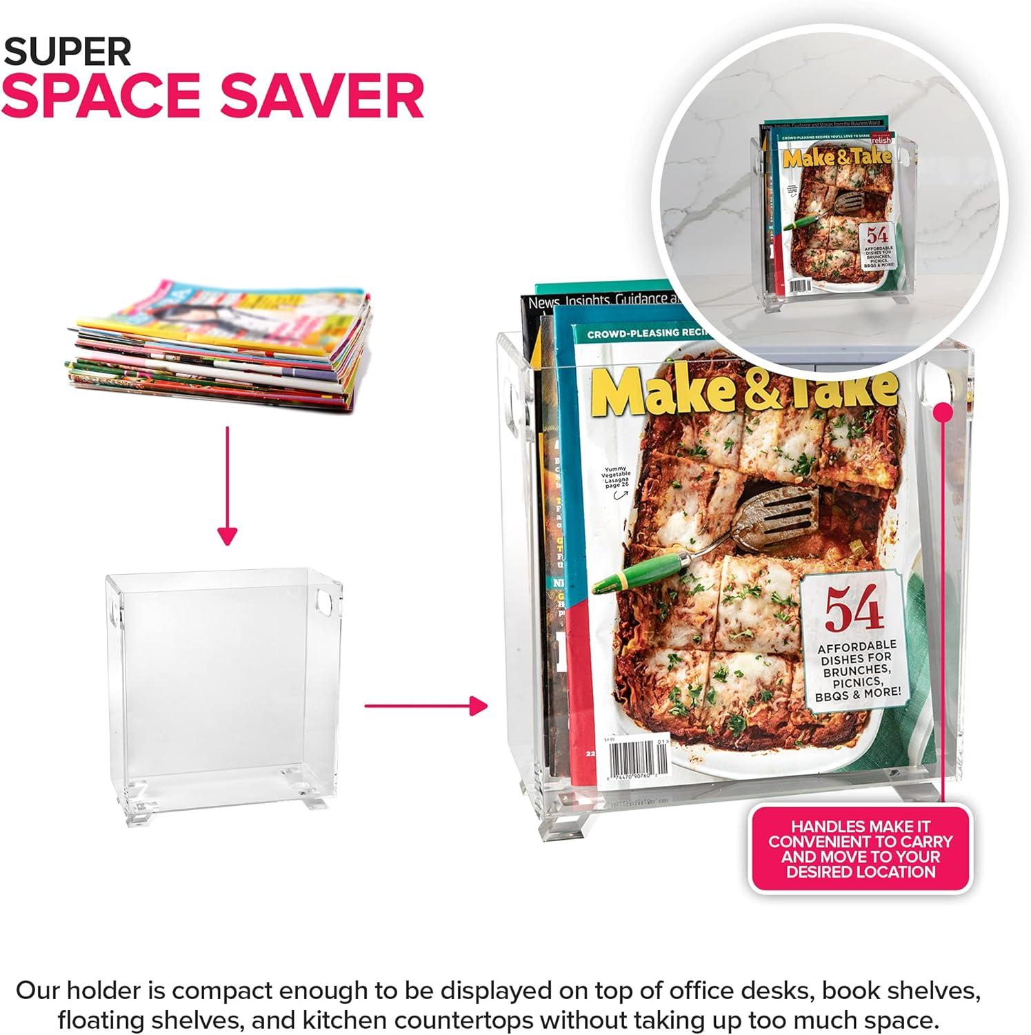 imageStock Your Home Acrylic Magazine Holder Crystal Clear Holder Shatterproof Open Top Space Saver For Magazines Publications Office Desk Reception Waiting Room