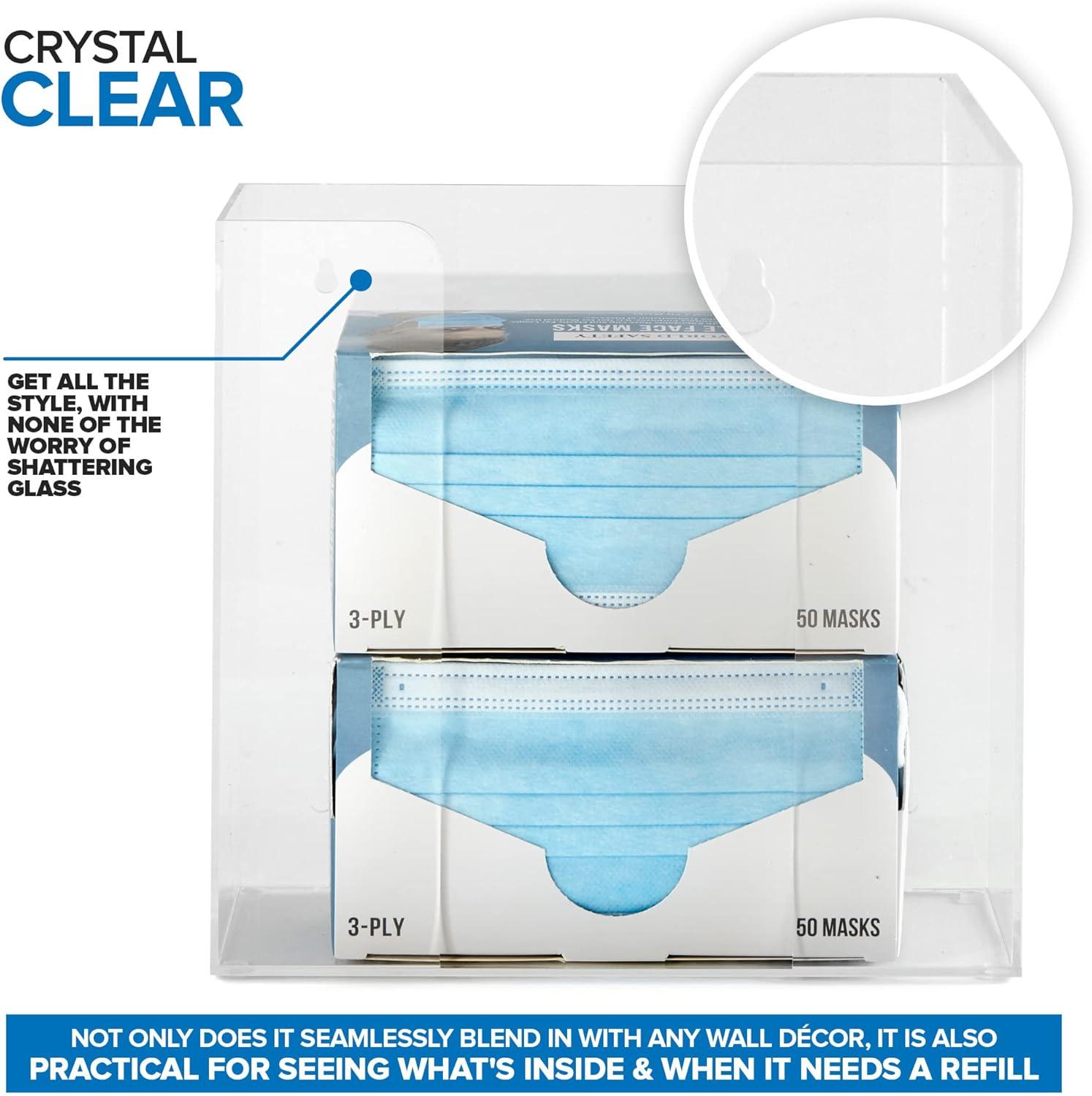 imageStock Your Home Acrylic Single Gloves Dispenser Tissue Box Shelf Glove Holder Wall Mount for Kitchen Cleaning Closet Lab Exam OfficeDouble Stack