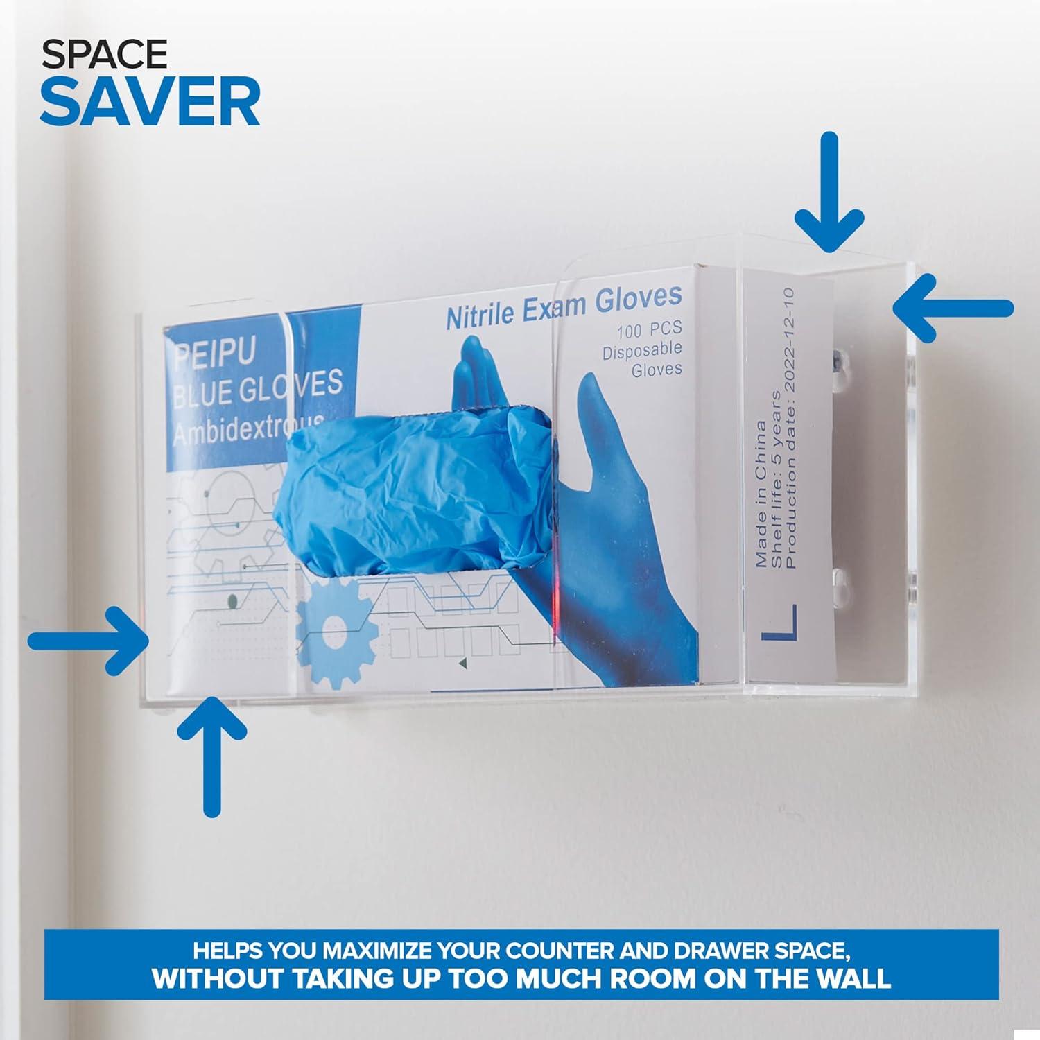 imageStock Your Home Acrylic Single Gloves Dispenser Tissue Box Shelf Glove Holder Wall Mount for Kitchen Cleaning Closet Lab Exam OfficeSingle Stack