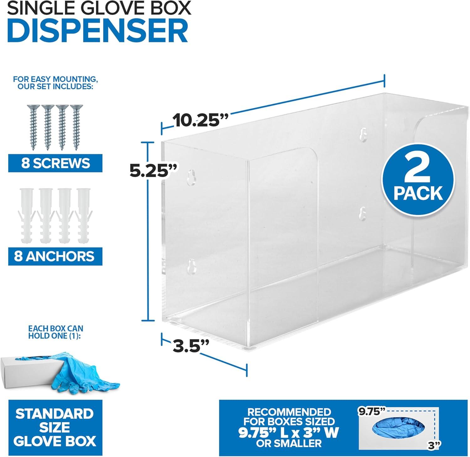 imageStock Your Home Acrylic Single Gloves Dispenser Tissue Box Shelf Glove Holder Wall Mount for Kitchen Cleaning Closet Lab Exam OfficeSingle Stack