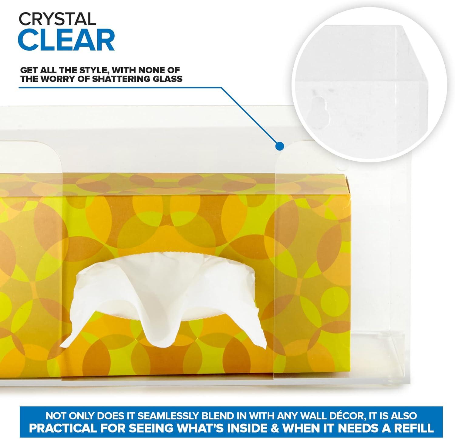 imageStock Your Home Acrylic Single Gloves Dispenser Tissue Box Shelf Glove Holder Wall Mount for Kitchen Cleaning Closet Lab Exam OfficeSingle Stack