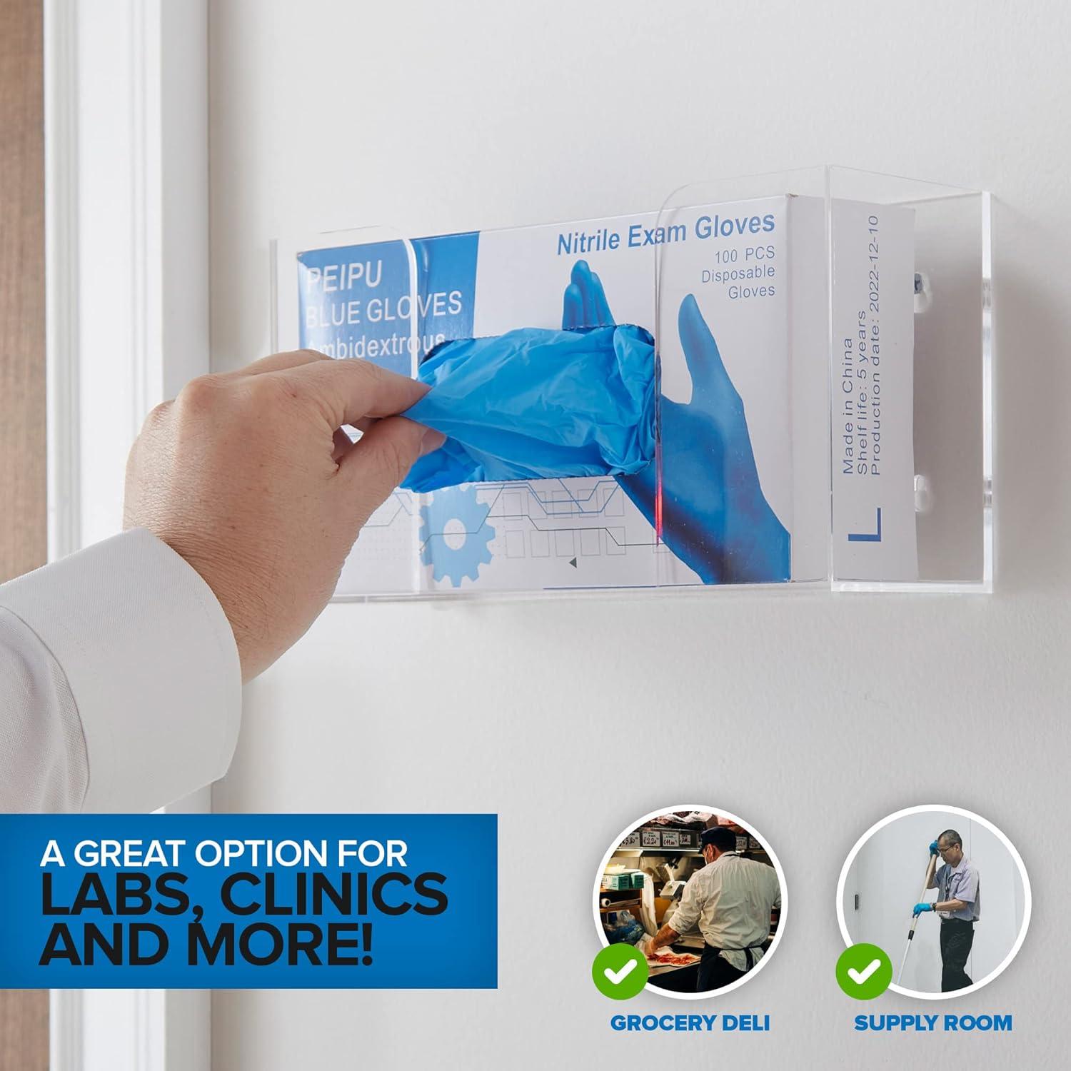 imageStock Your Home Acrylic Single Gloves Dispenser Tissue Box Shelf Glove Holder Wall Mount for Kitchen Cleaning Closet Lab Exam OfficeSingle Stack