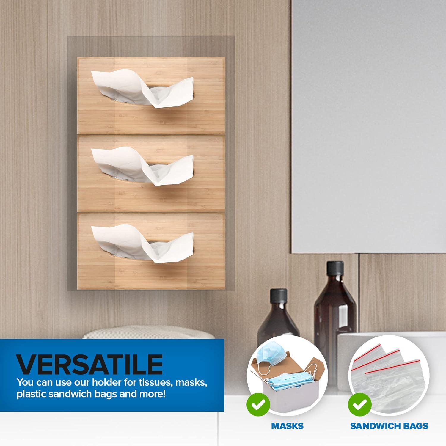 imageStock Your Home Acrylic Single Gloves Dispenser Tissue Box Shelf Glove Holder Wall Mount for Kitchen Cleaning Closet Lab Exam OfficeTriple Stack