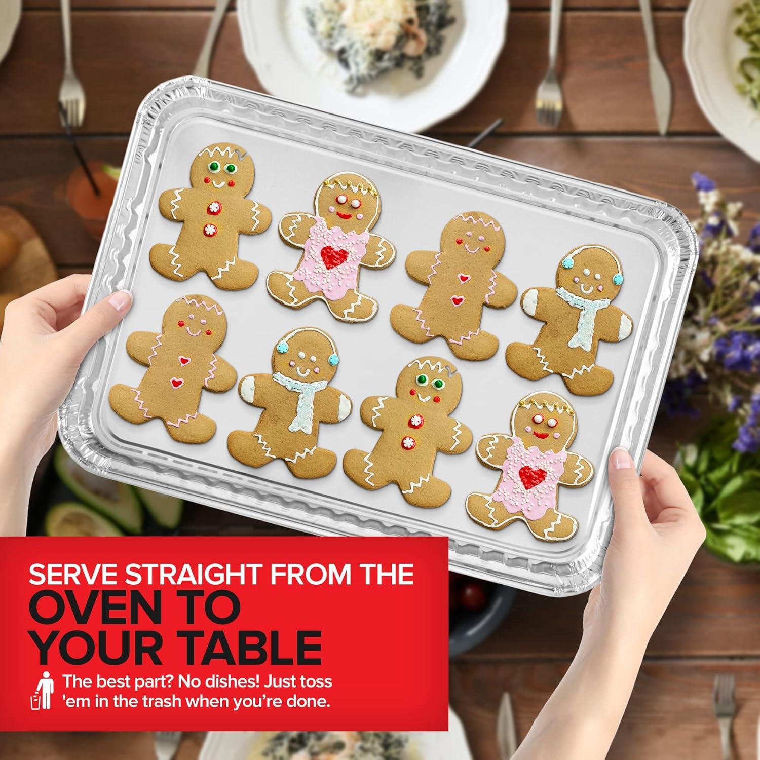 imageStock Your Home Aluminum Pans 15 Pack Disposable Aluminum Foil Trays Reusable Nonstick Baking Sheets 16 Inch x 11 Inch30 Pack