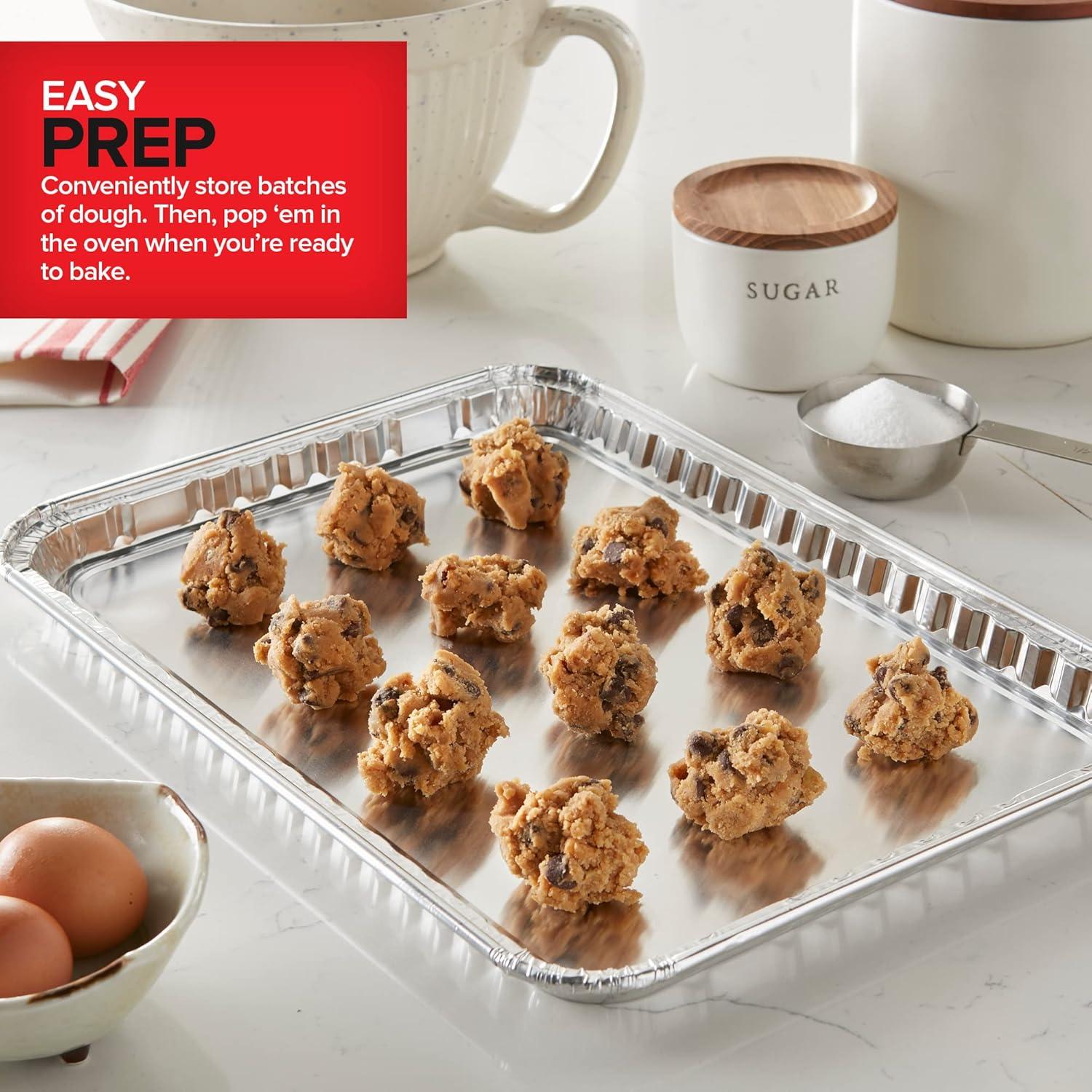imageStock Your Home Aluminum Pans 15 Pack Disposable Aluminum Foil Trays Reusable Nonstick Baking Sheets 16 Inch x 11 Inch30 Pack